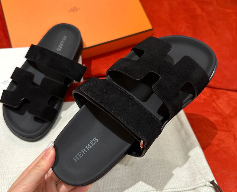 Dép Hermes Chypre Sandal Black Suede Best Quality