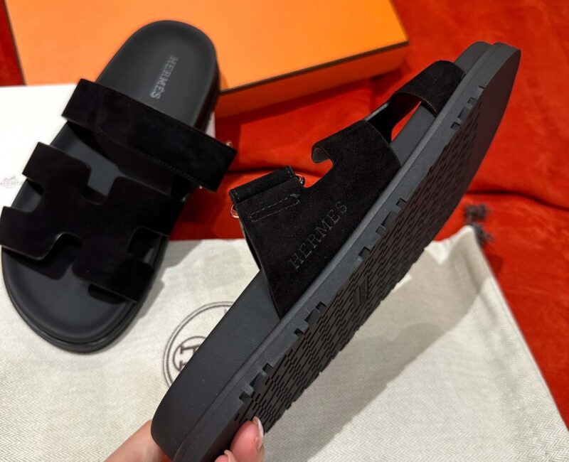 Dép Hermes Chypre Sandal Black Suede Best Quality