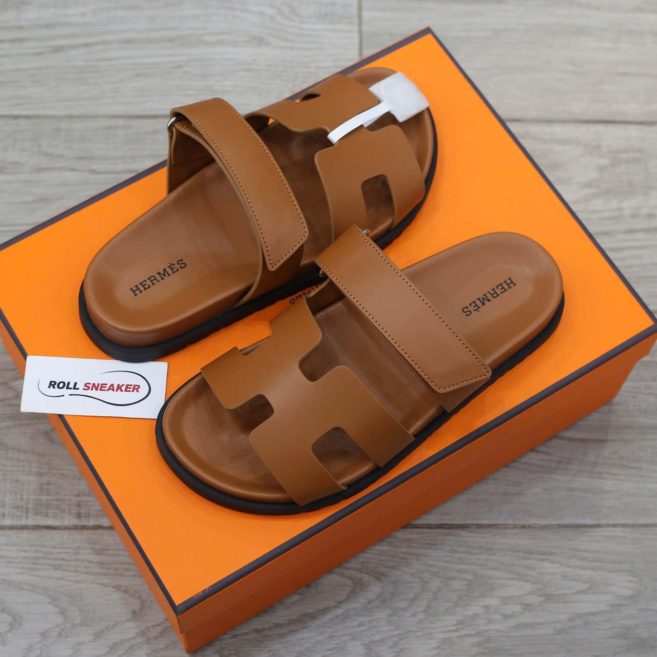 Dép Hermes Chypre Sandal Natural Smooth Calfskin Leather Best Quality
