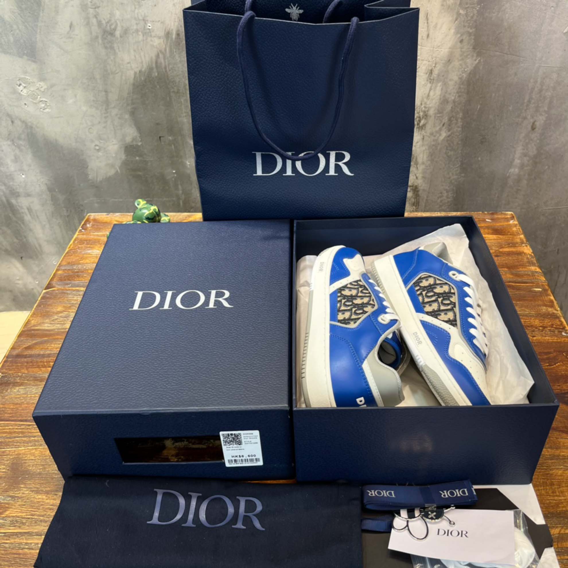 Giày Dior B27 Low Blue Grey White Beige Dior Oblique Jacquard Like Auth