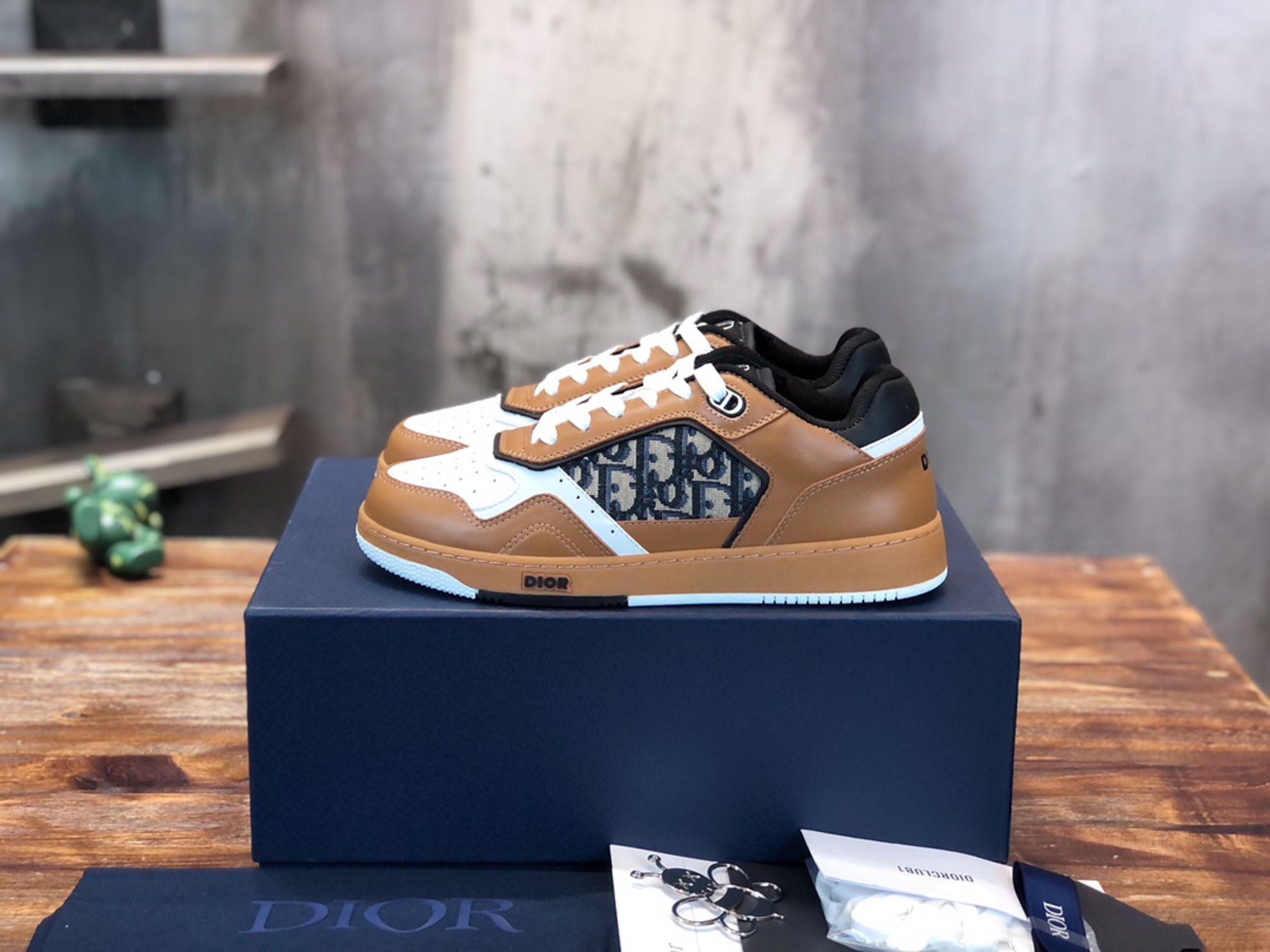 Giày Dior B27 Low Coffee Cream Black Dior Oblique Jacquard Like Auth