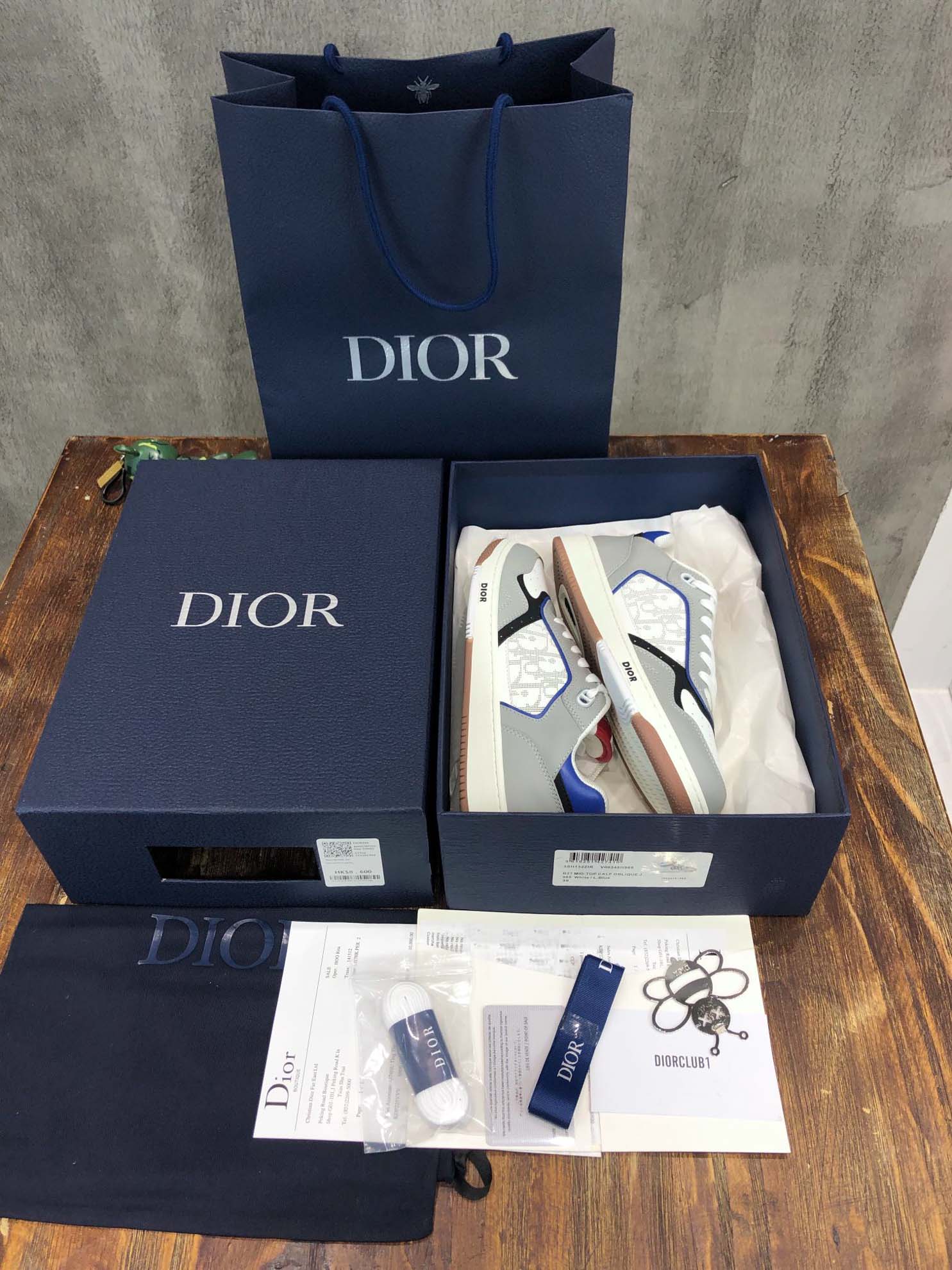 Giày Dior B27 Low ‘Oblique Galaxy Grey Blue Red’ Like Auth