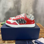 Giày Dior B27 Low Red Grey Dior Oblique Jacquard Like Auth