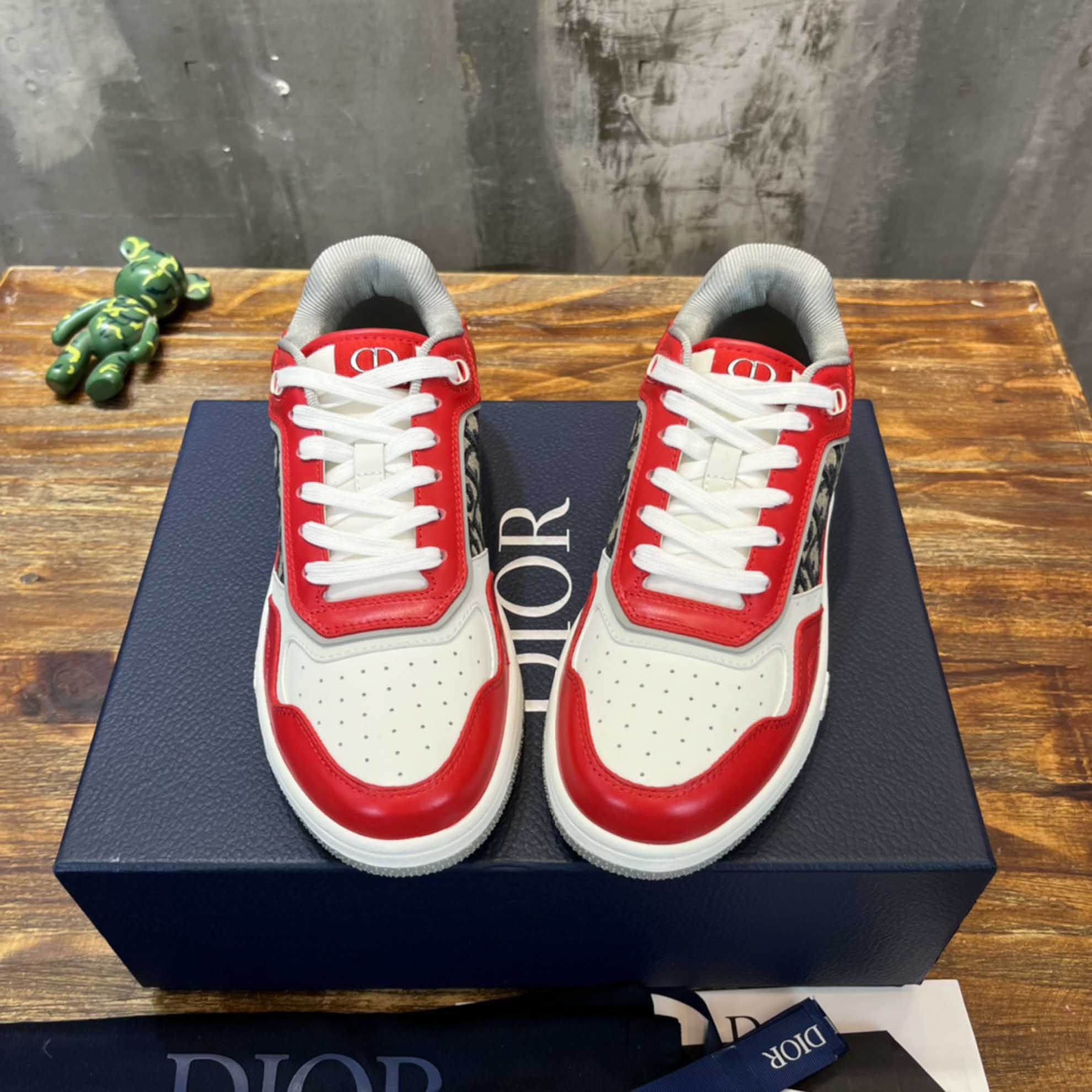 Giày Dior B27 Low Red Grey Dior Oblique Jacquard Like Auth