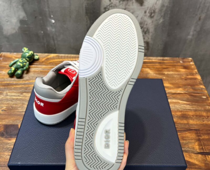 Giày Dior B27 Low Red Grey Dior Oblique Jacquard Like Auth