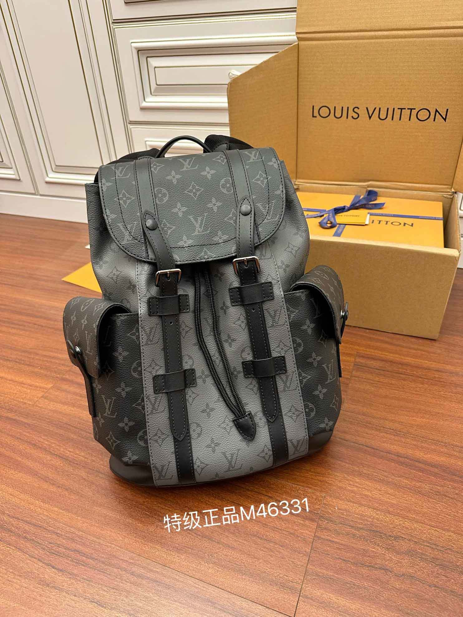 BaLo LV Christopher MM Monogram Eclipse Canvas Đen Nhạt