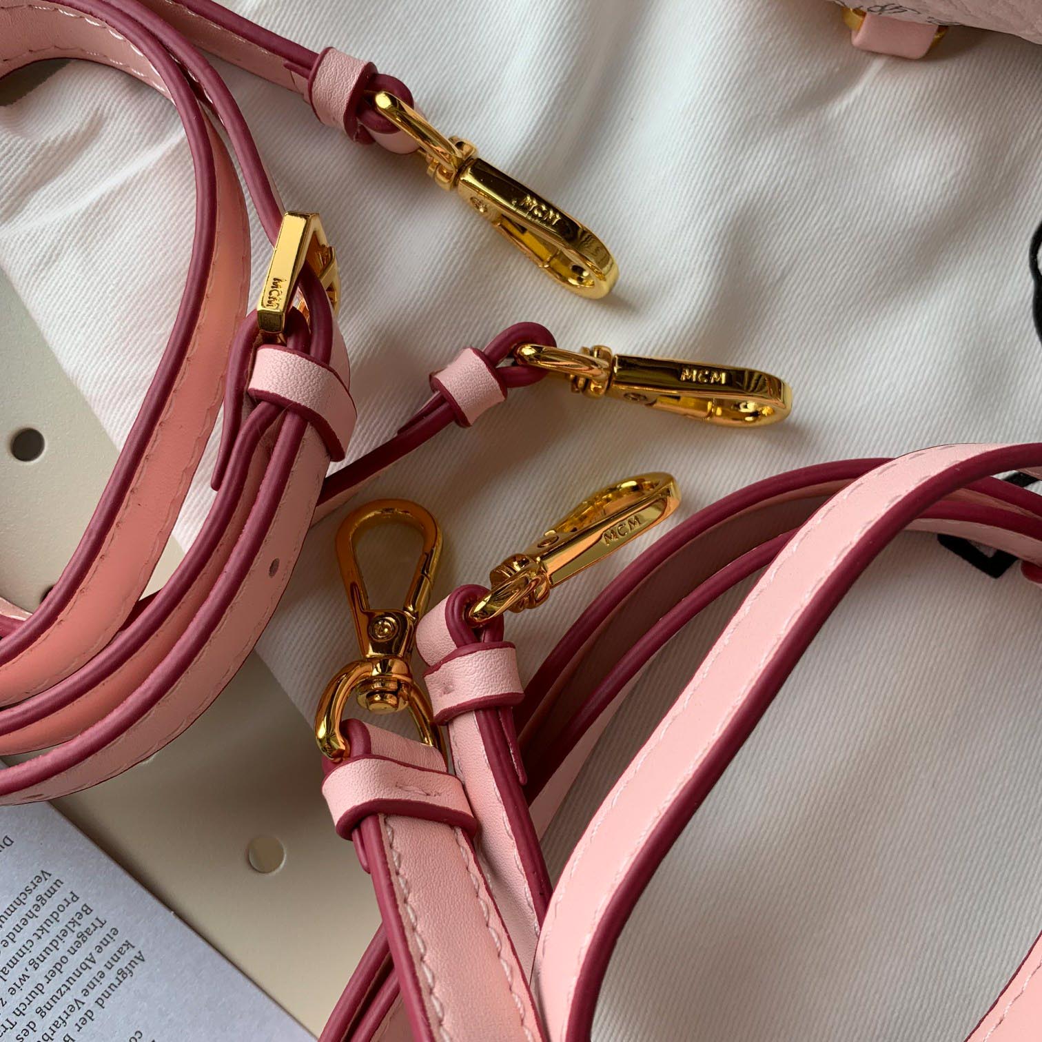 Balo MCM Powder Pink Patricia Visetos Convertible Mini Backpack