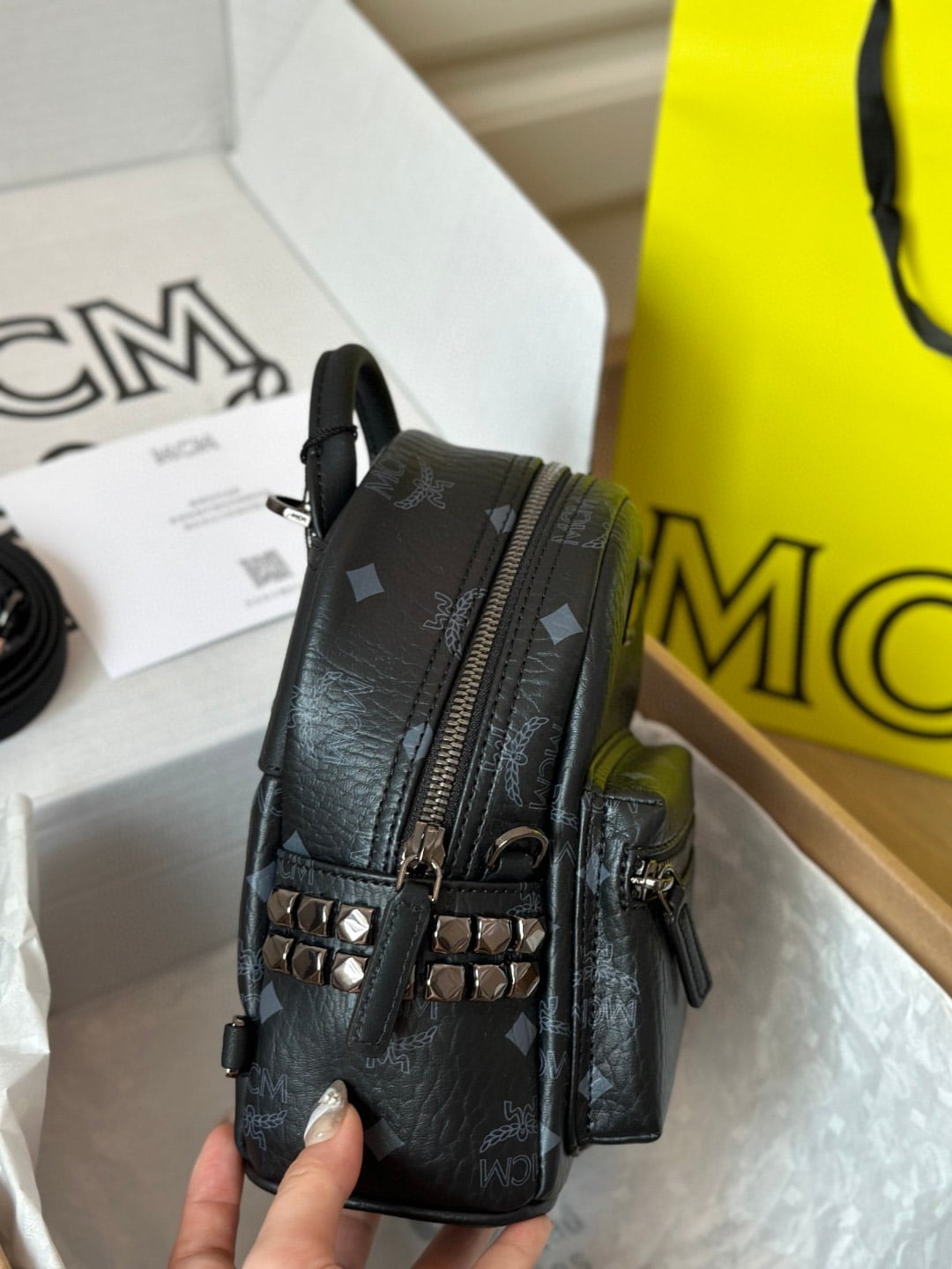 Balo MCM Stark Side Studs in Visetos Black Mini