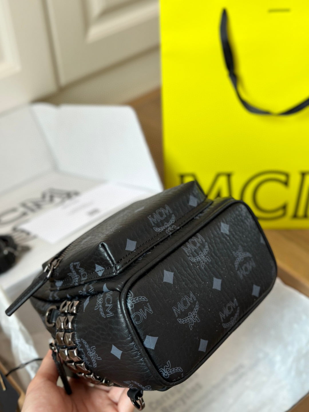 Balo MCM Stark Side Studs in Visetos Black Mini