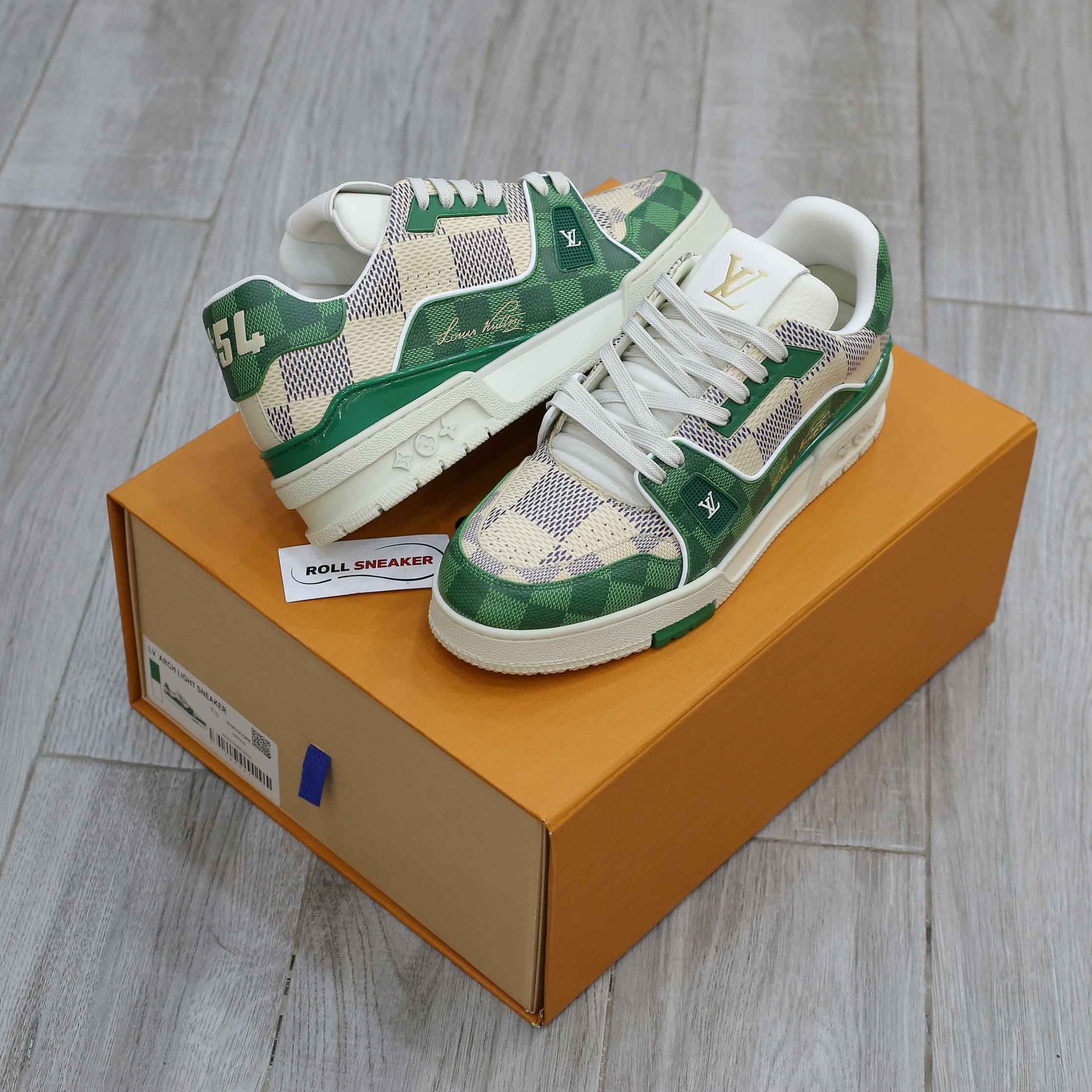 Giày Louis Vuitton LV Trainer #54 Damier Green Best Quality