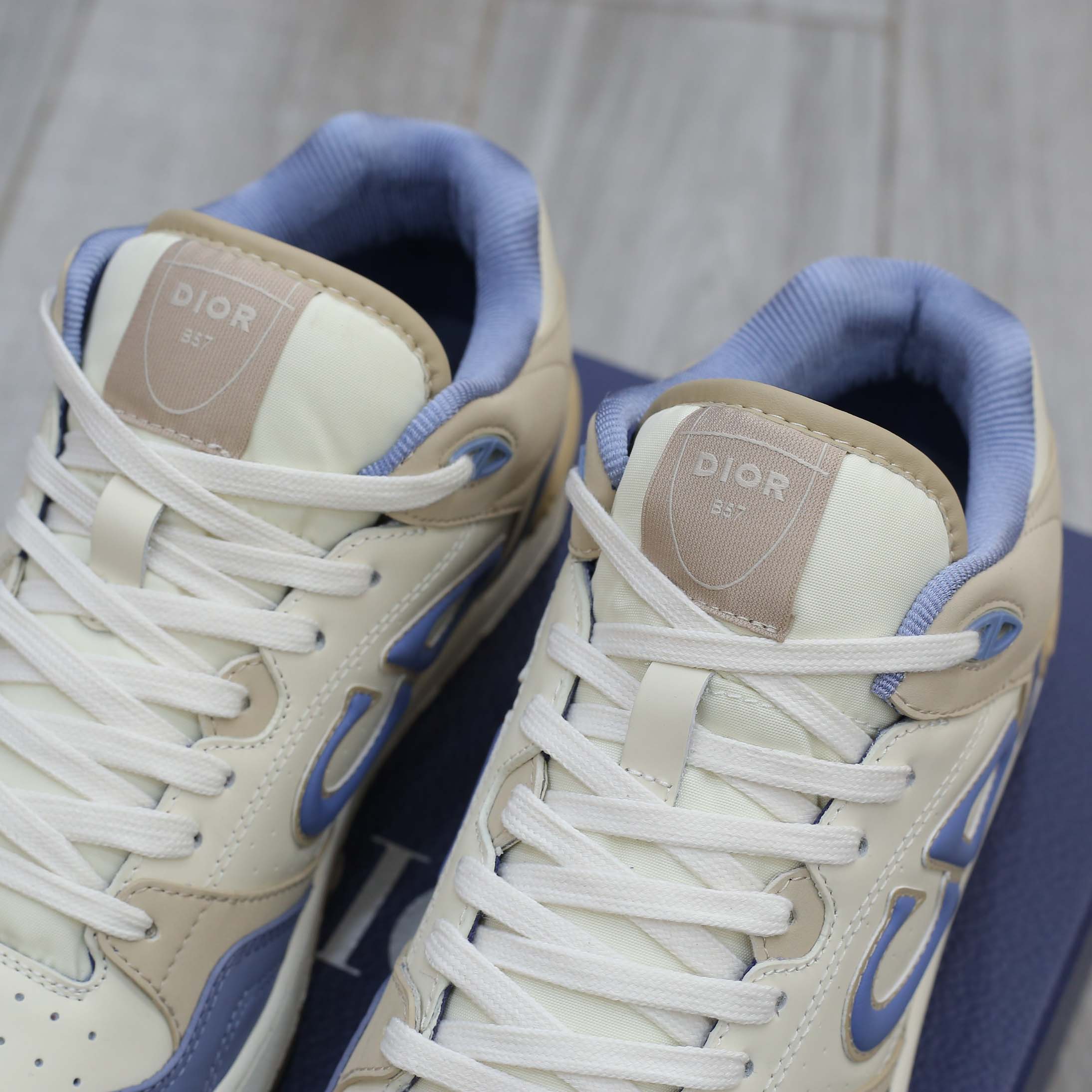 Giày Dior B57 Mid Blue Cream and Beige Suede Like Auth
