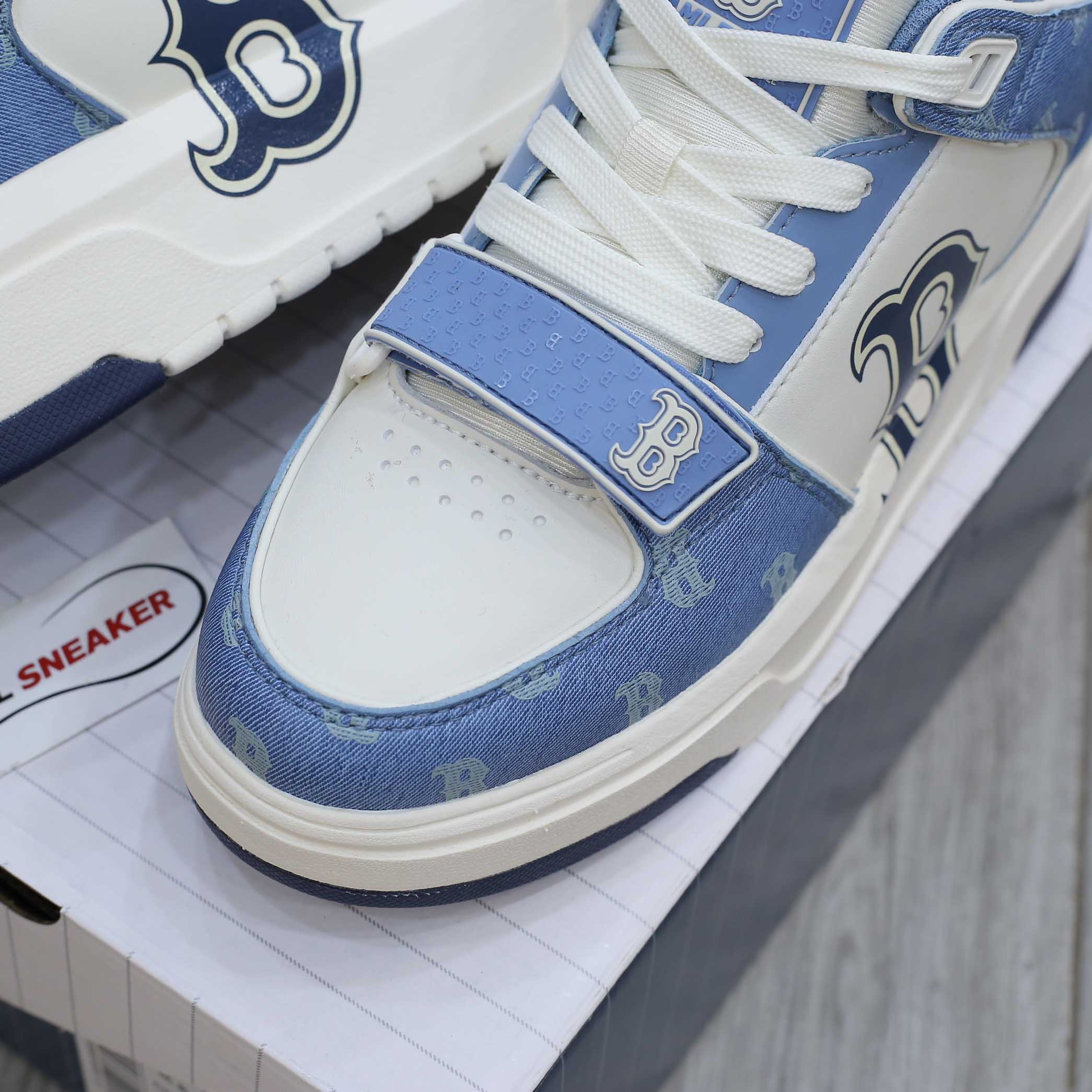 Giày MLB Chunky Liner Mid Denim Boston Red Sox ‘D.Blue’ Auth
