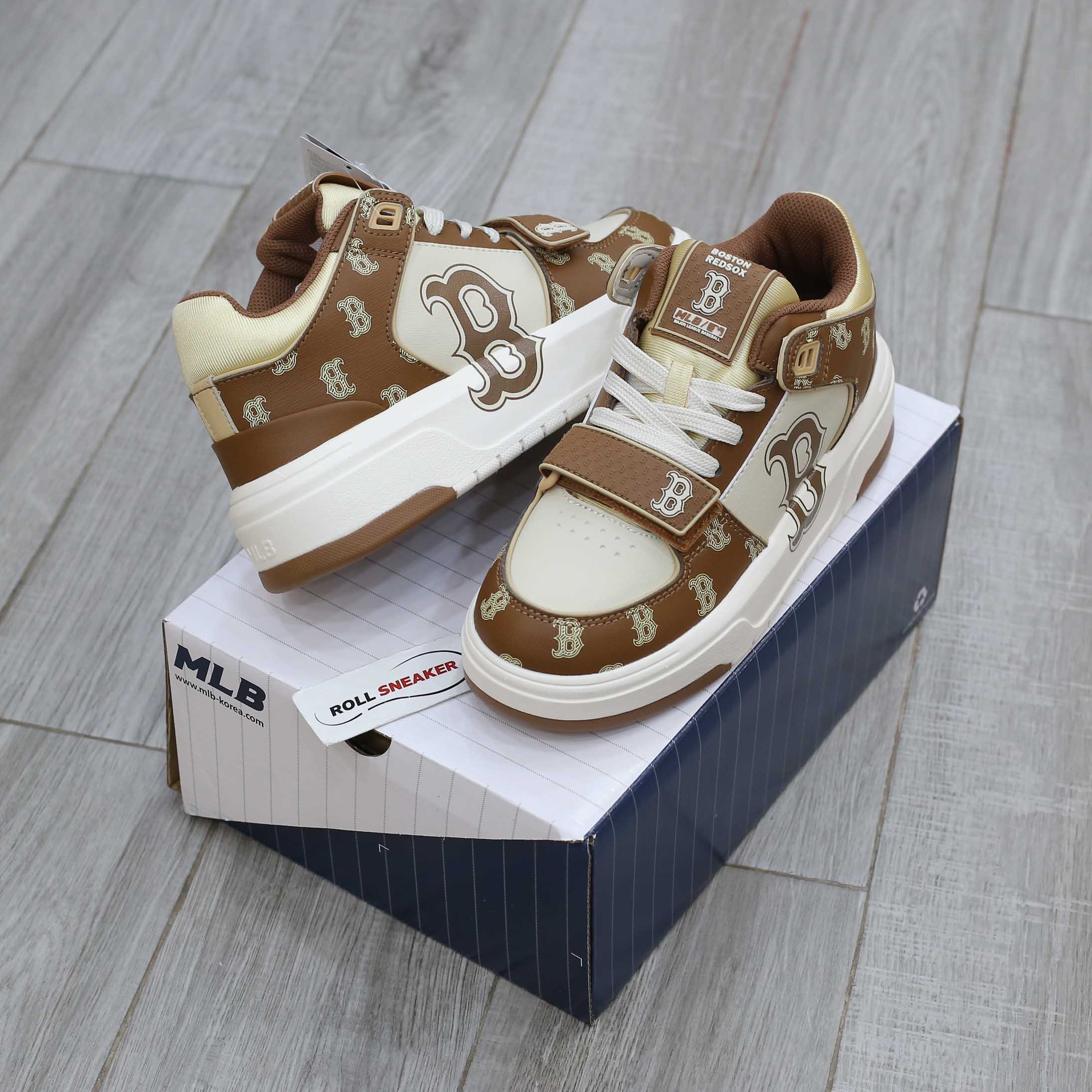 Giày MLB Chunky Liner Mid Boston Monogram Brown Like Auth