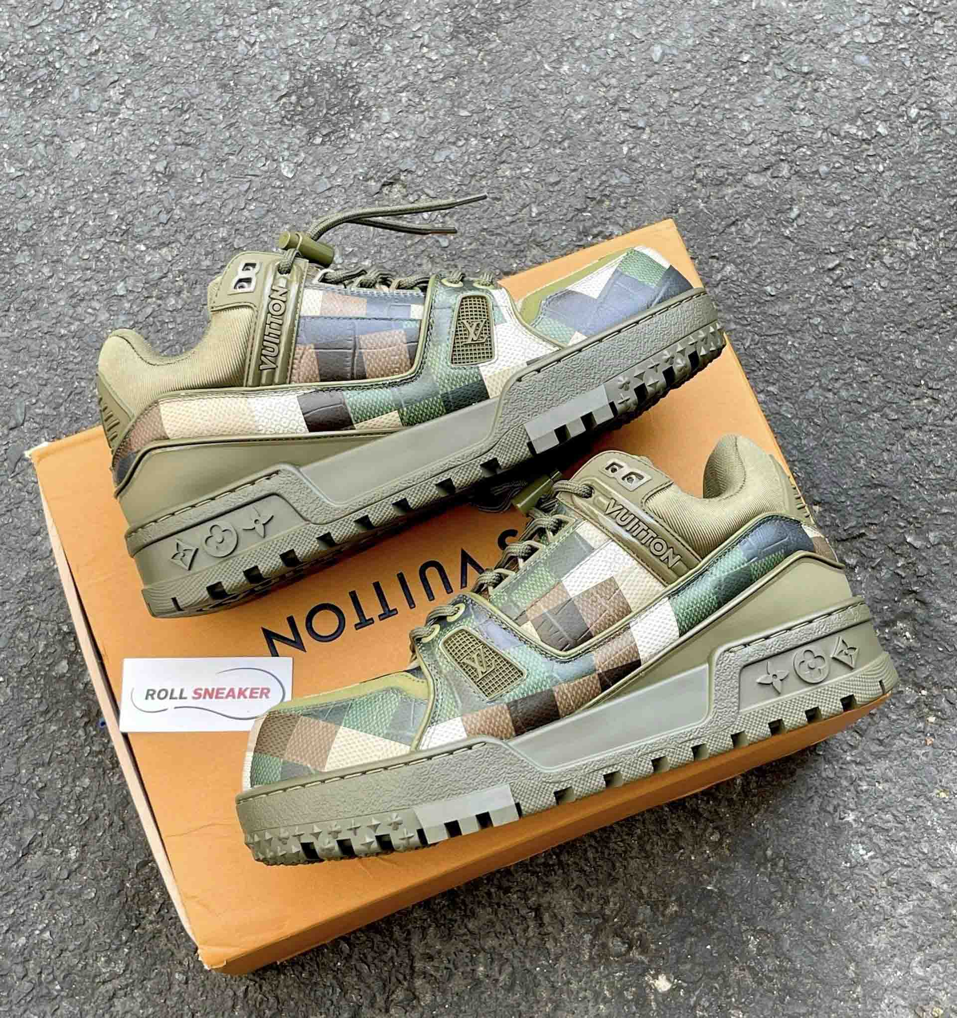 Giày Louis Vuitton LV Trainer Maxi Green Damoflage Damier Best Quality