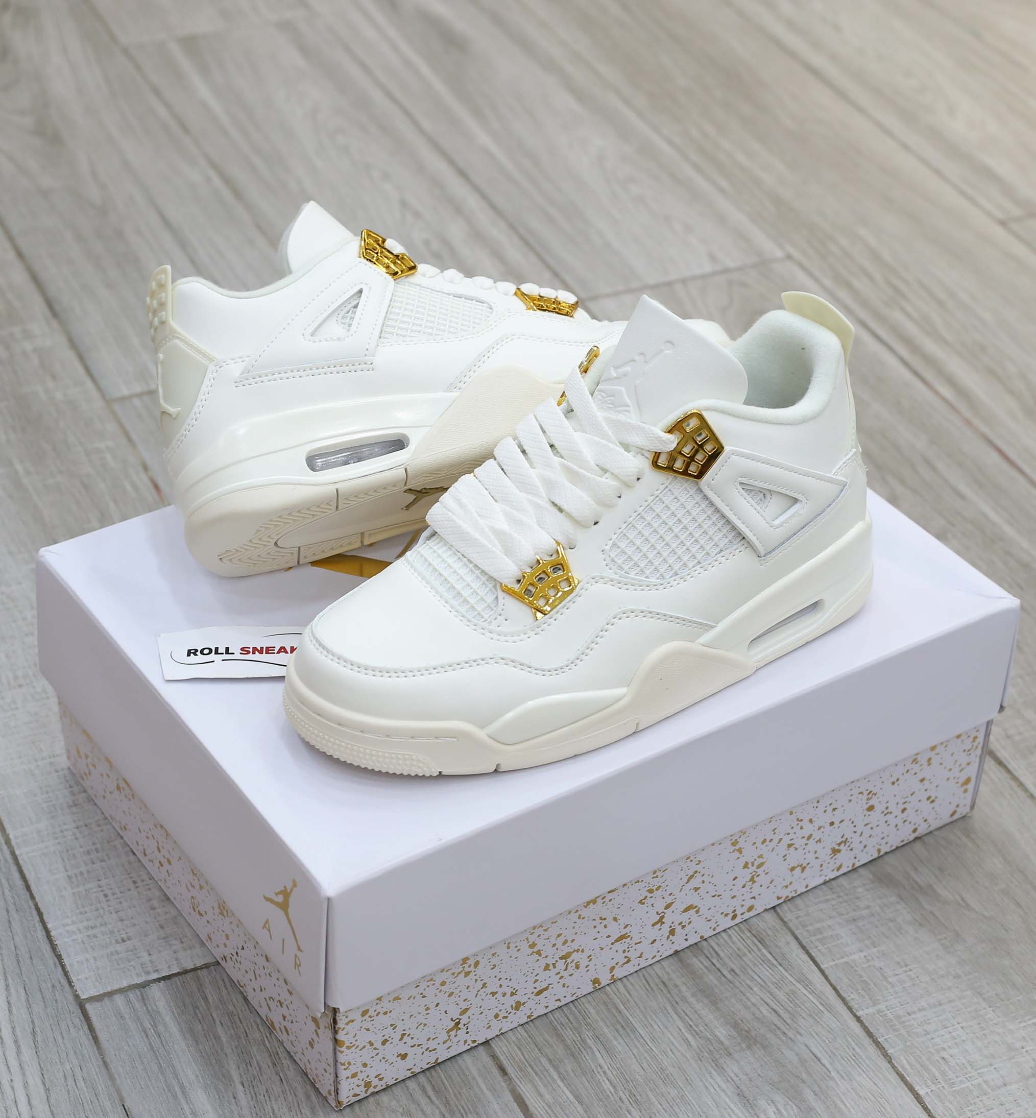 Giày Nike Air Jordan 4 Sail Metallic Gold Like Auth