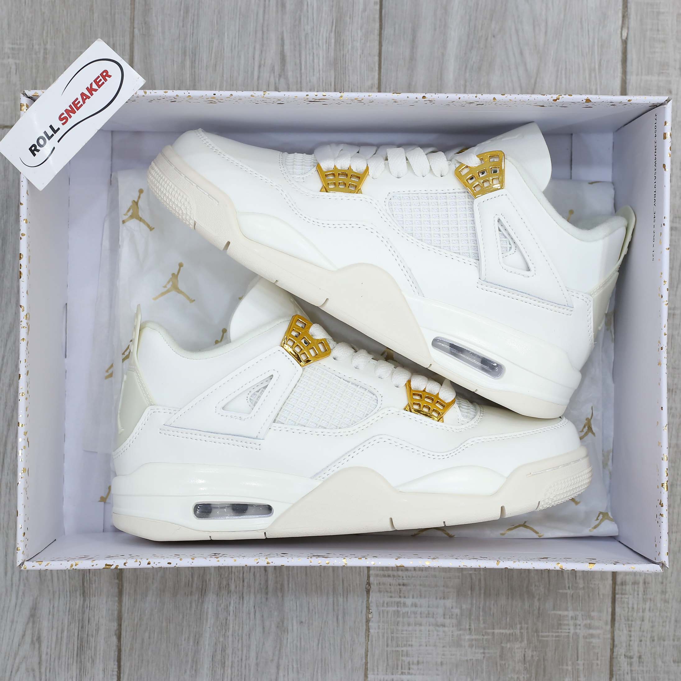 Giày Nike Air Jordan 4 Sail Metallic Gold Like Auth