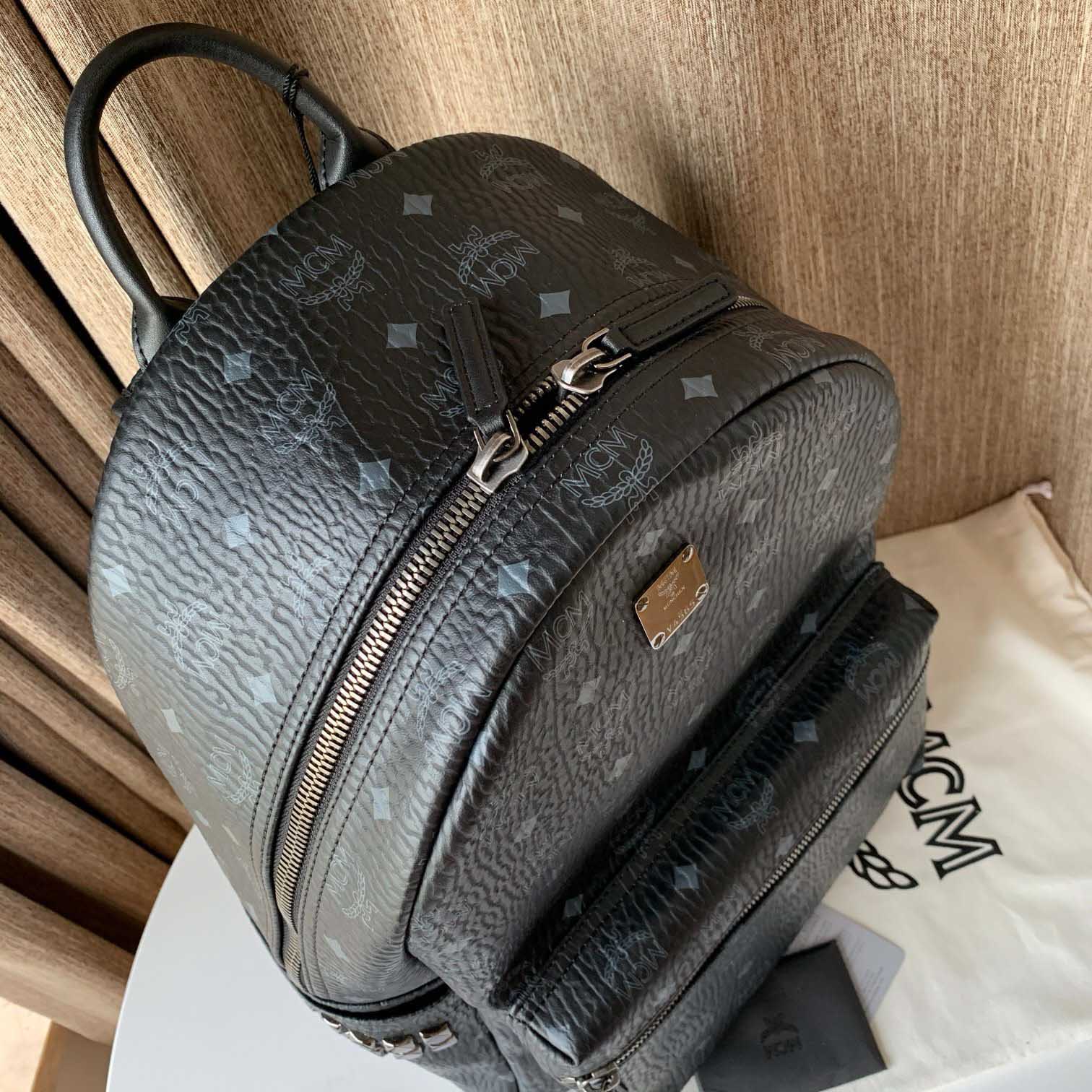 Balo MCM Stark Side Studs in Visetos Black Medium Like Auth
