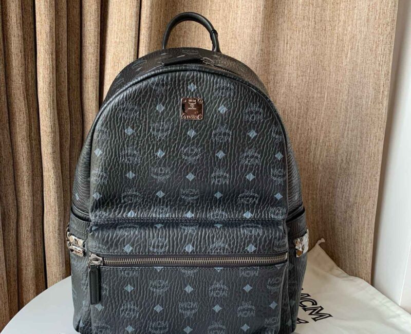 Balo MCM Stark Side Studs in Visetos Black Medium Like Auth