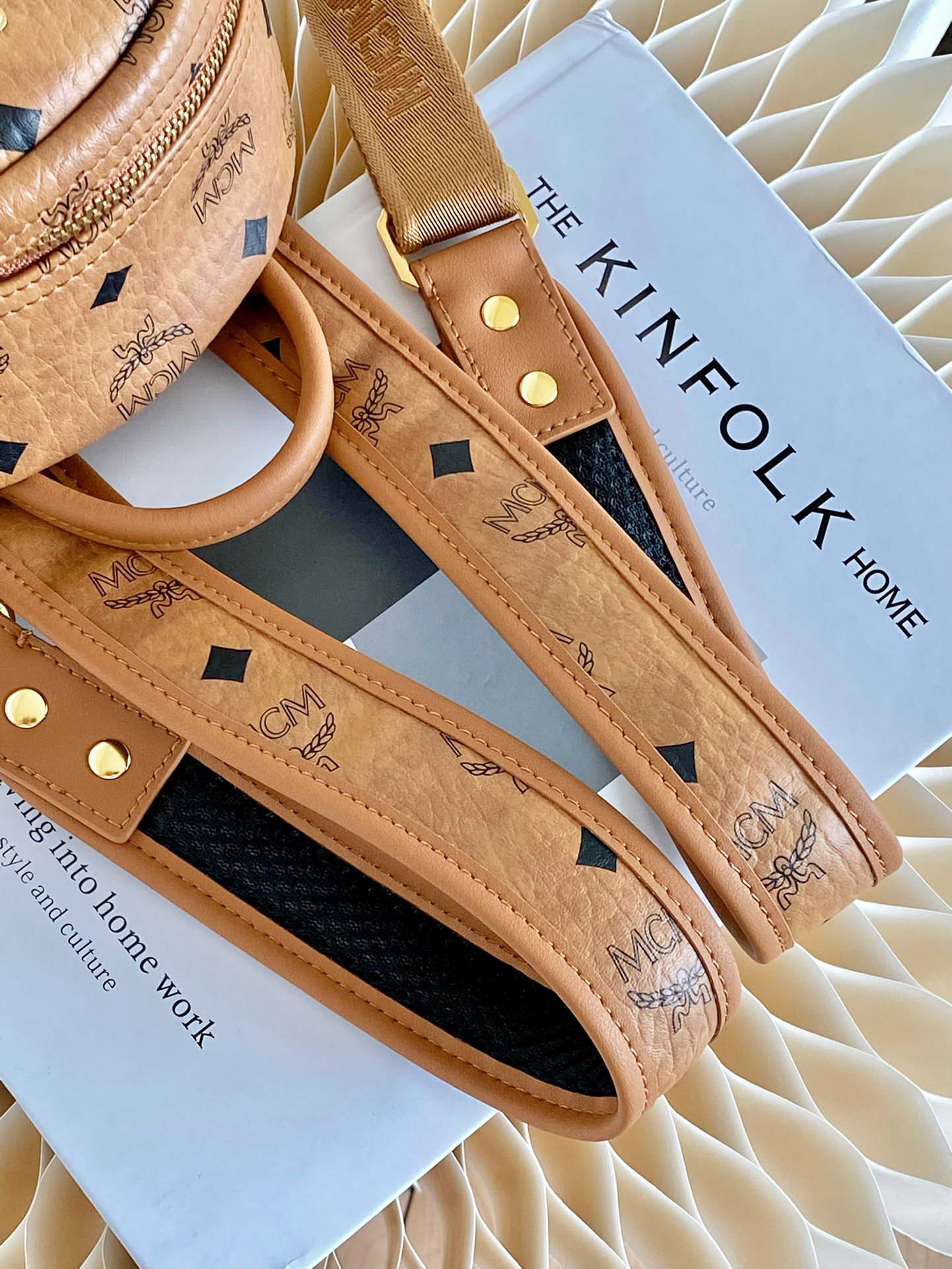 Balo MCM Stark Side Studs Visetos màu Cognac Mini Best Quality