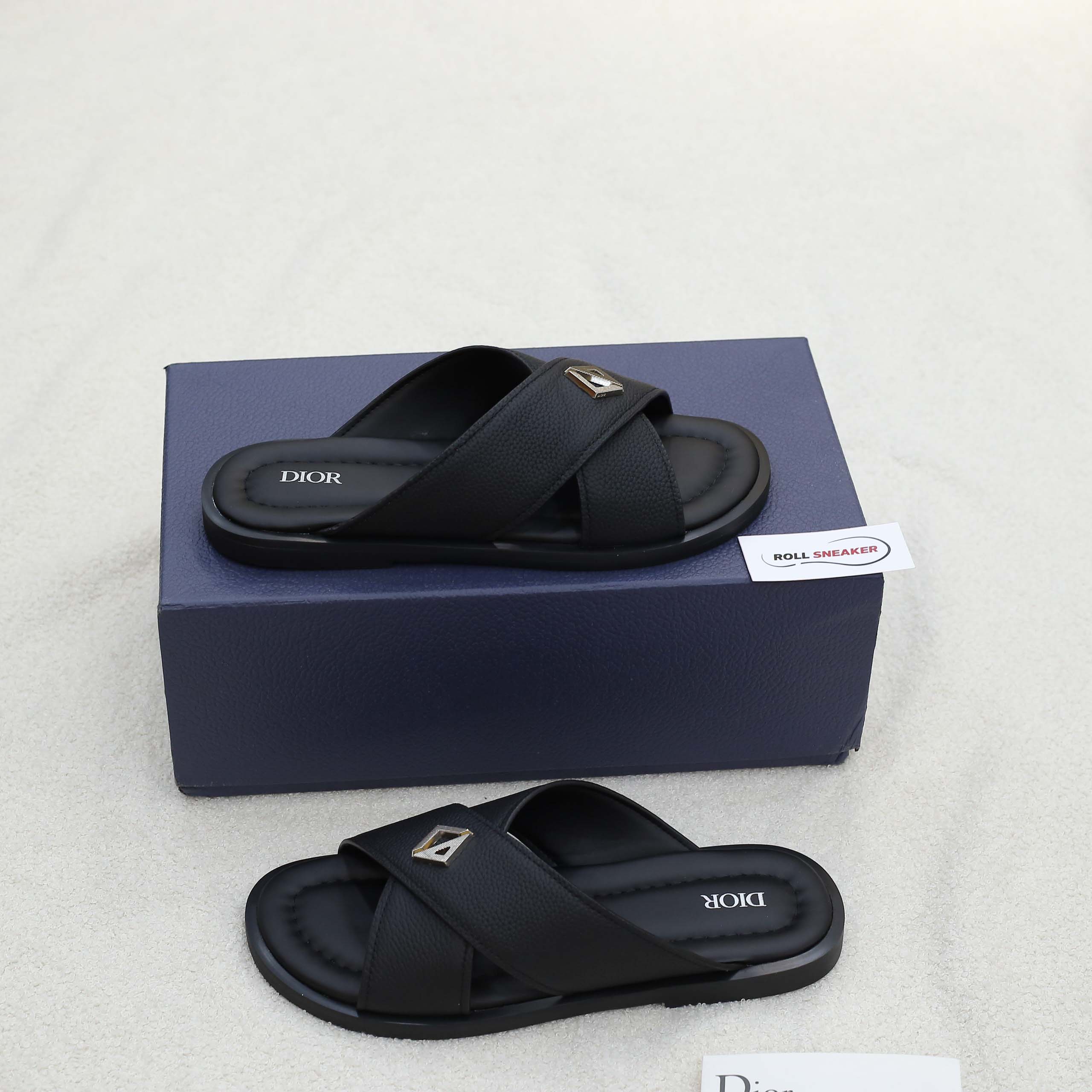 Dép Dior Alias Sandal Black Grained Calfskin Best Quality