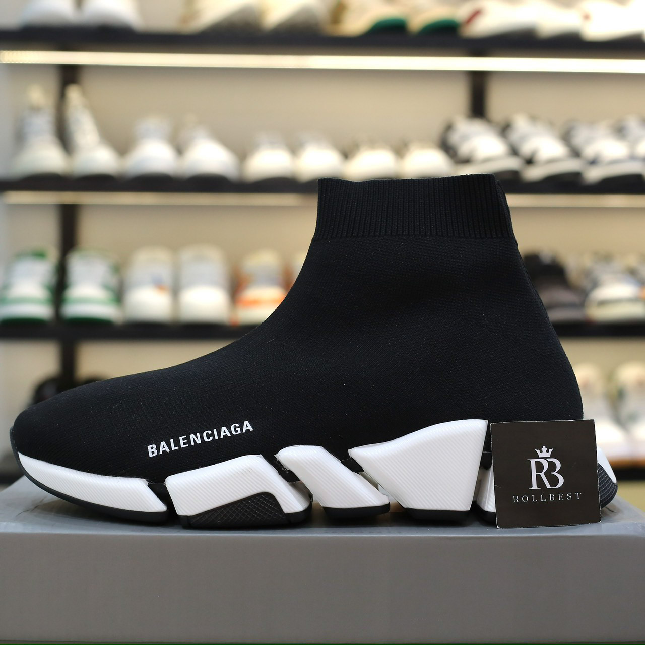 Giày Balenciaga Man Black And White Speed 2.0 Best Quality