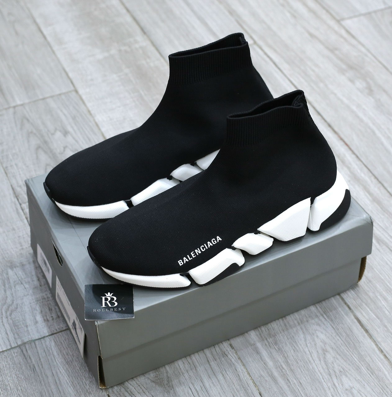 Giày Balenciaga Man Black And White Speed 2.0 Best Quality