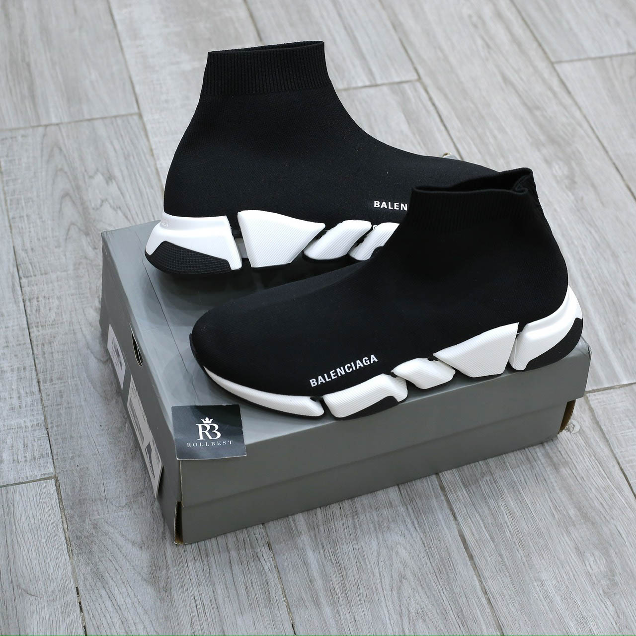 Giày Balenciaga Man Black And White Speed 2.0 Best Quality