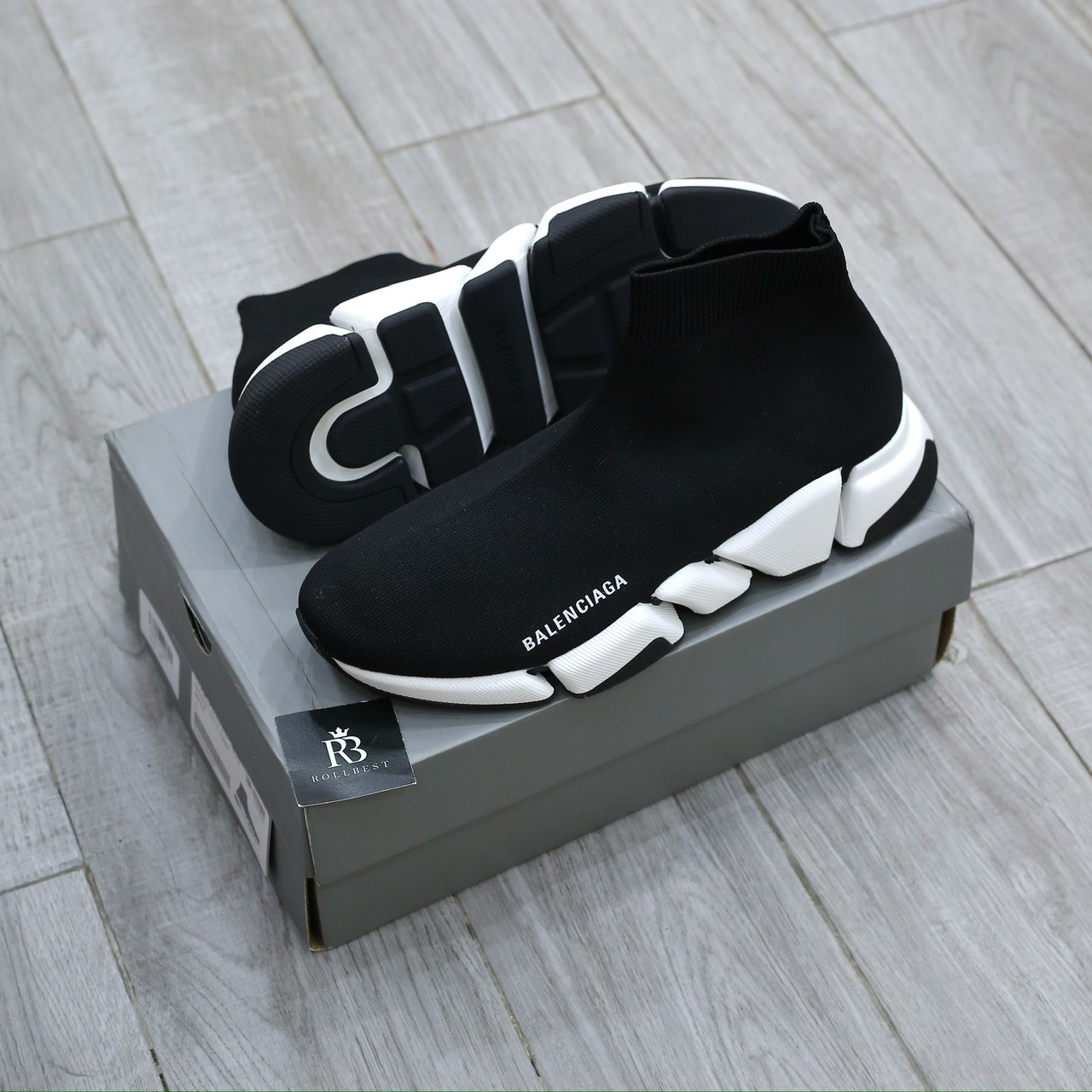 Giày Balenciaga Man Black And White Speed 2.0 Best Quality