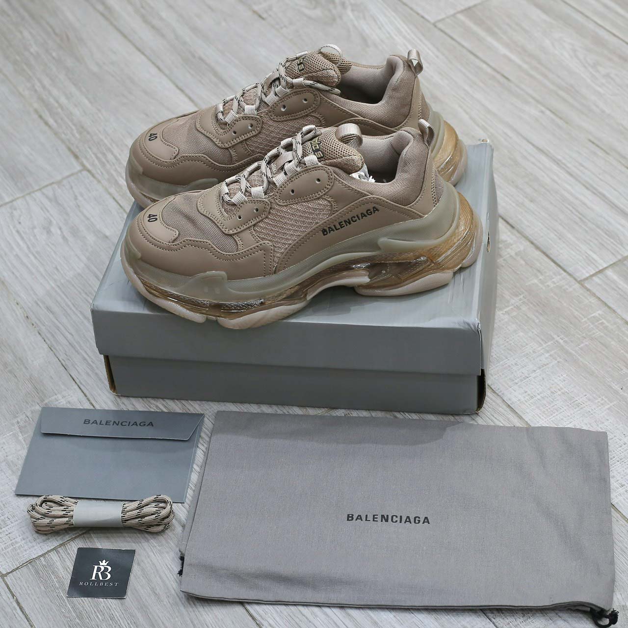 Giày Balenciaga  Triple S Clear Sole Sneaker in Brown Like Auth