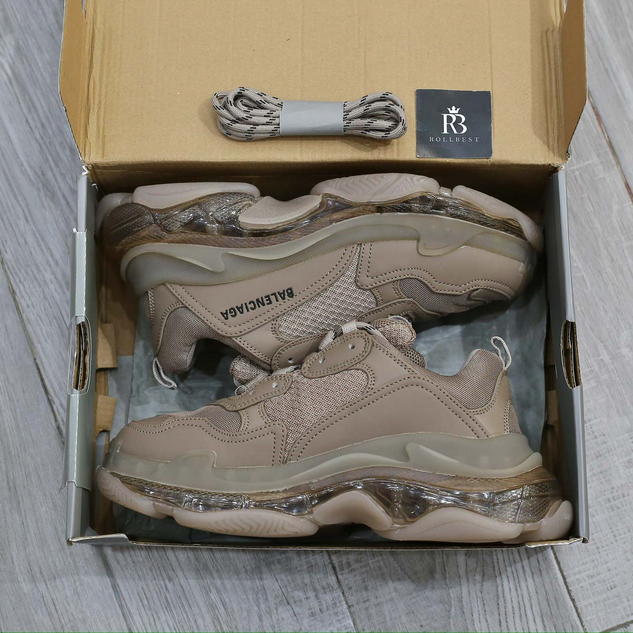 Giày Balenciaga  Triple S Clear Sole Sneaker in Brown Like Auth