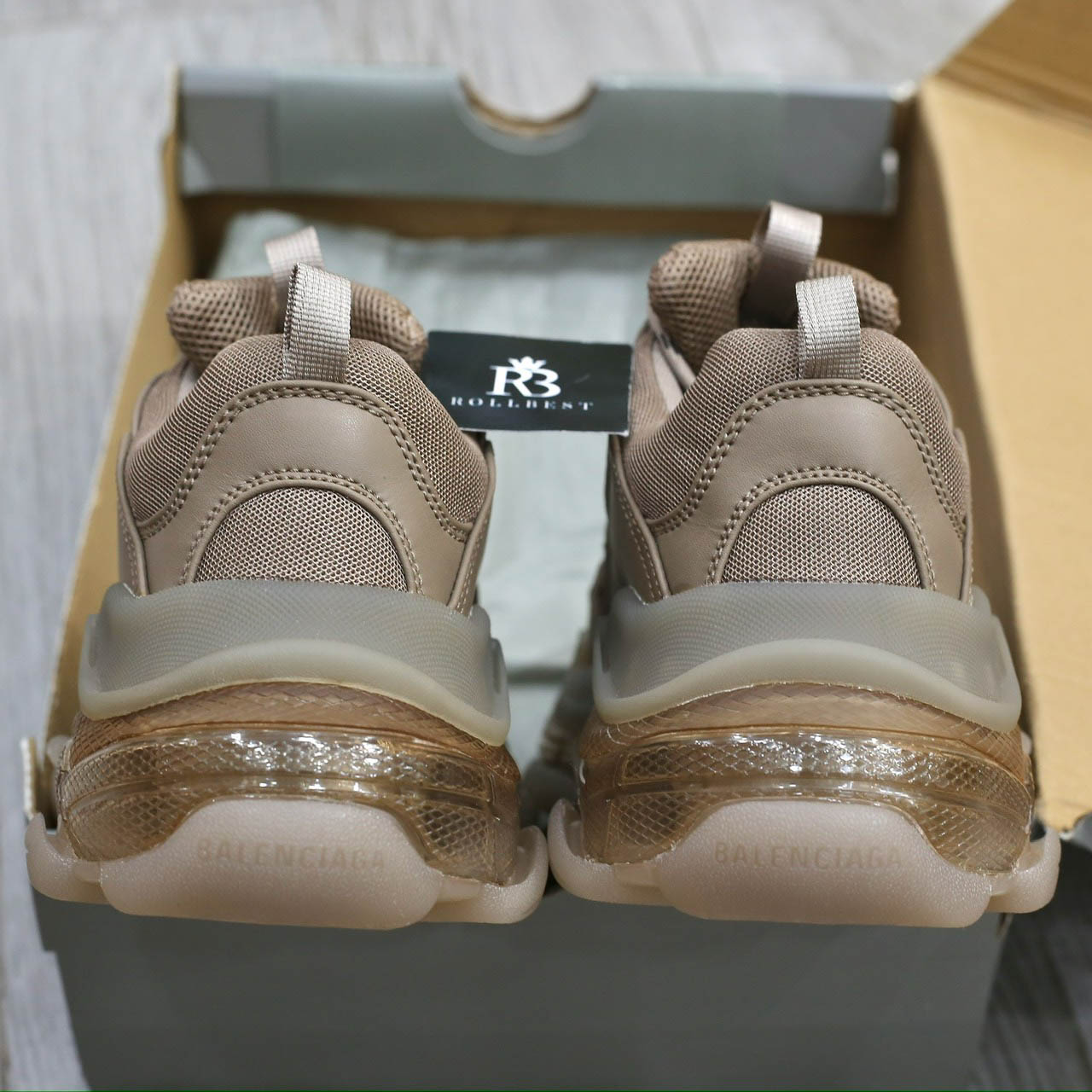 Giày Balenciaga  Triple S Clear Sole Sneaker in Brown Like Auth
