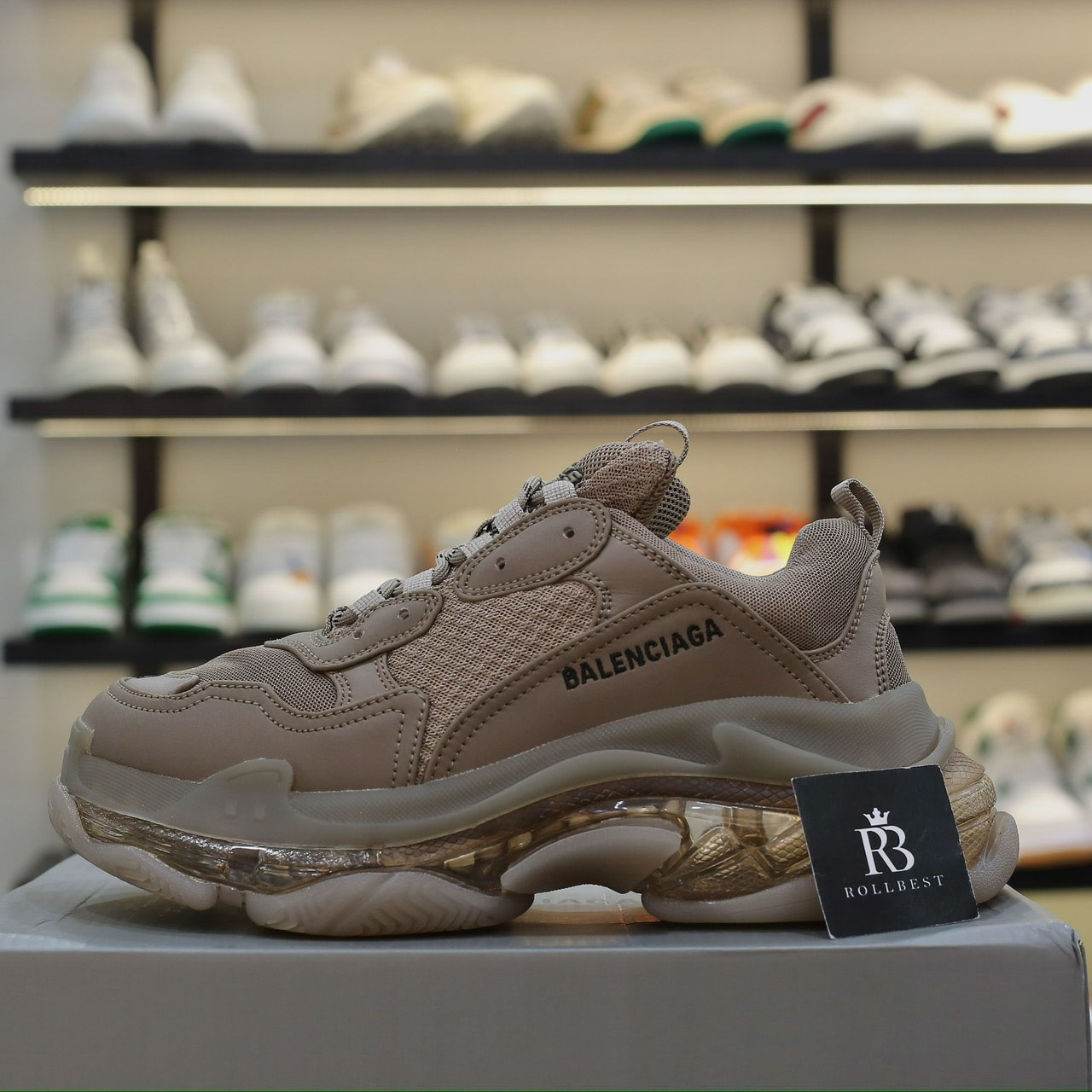 Giày Balenciaga  Triple S Clear Sole Sneaker in Brown Like Auth