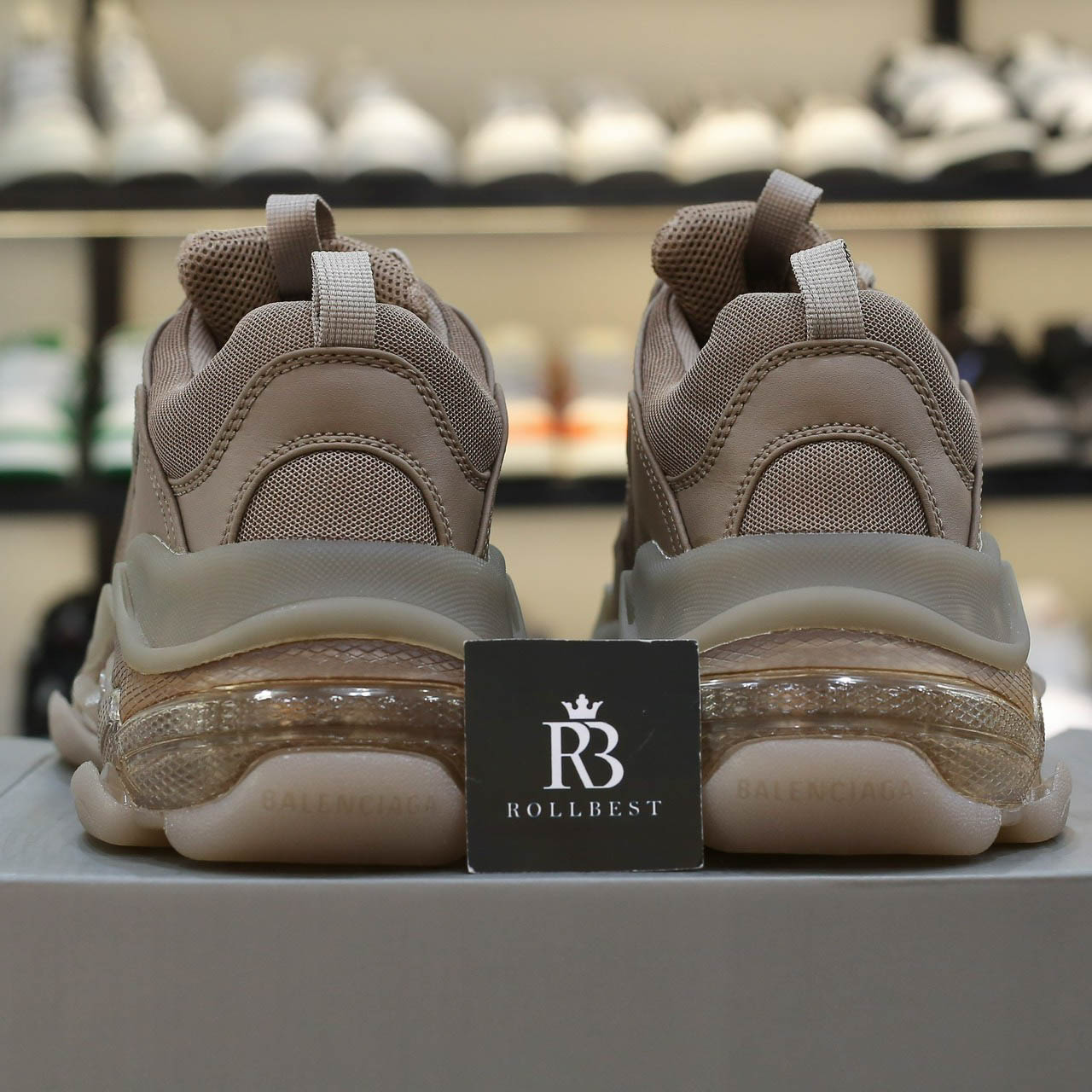 Giày Balenciaga  Triple S Clear Sole Sneaker in Brown Like Auth