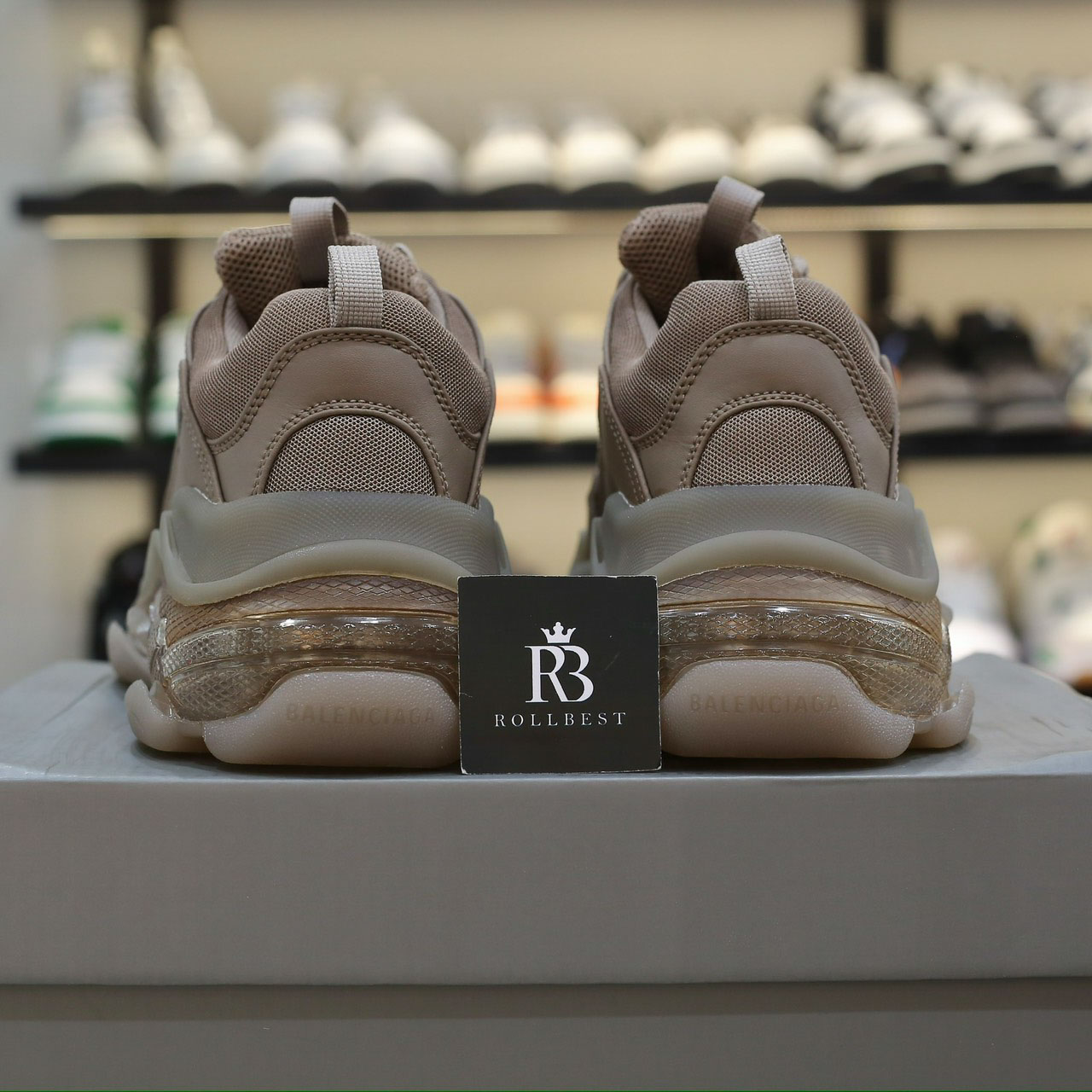 Giày Balenciaga  Triple S Clear Sole Sneaker in Brown Like Auth