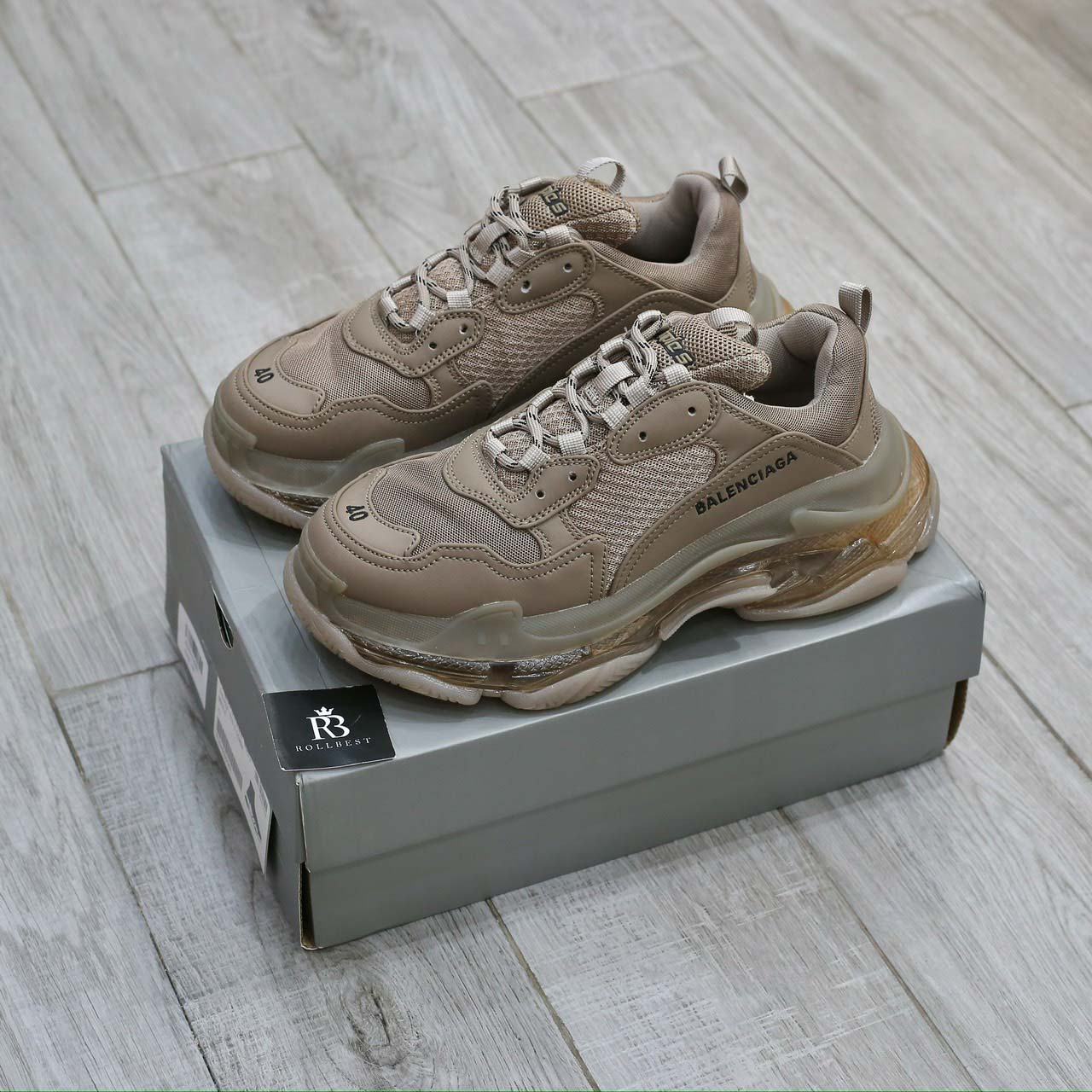 Giày Balenciaga  Triple S Clear Sole Sneaker in Brown Like Auth