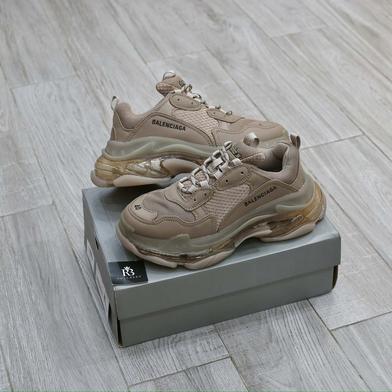 Giày Balenciaga  Triple S Clear Sole Sneaker in Brown Like Auth