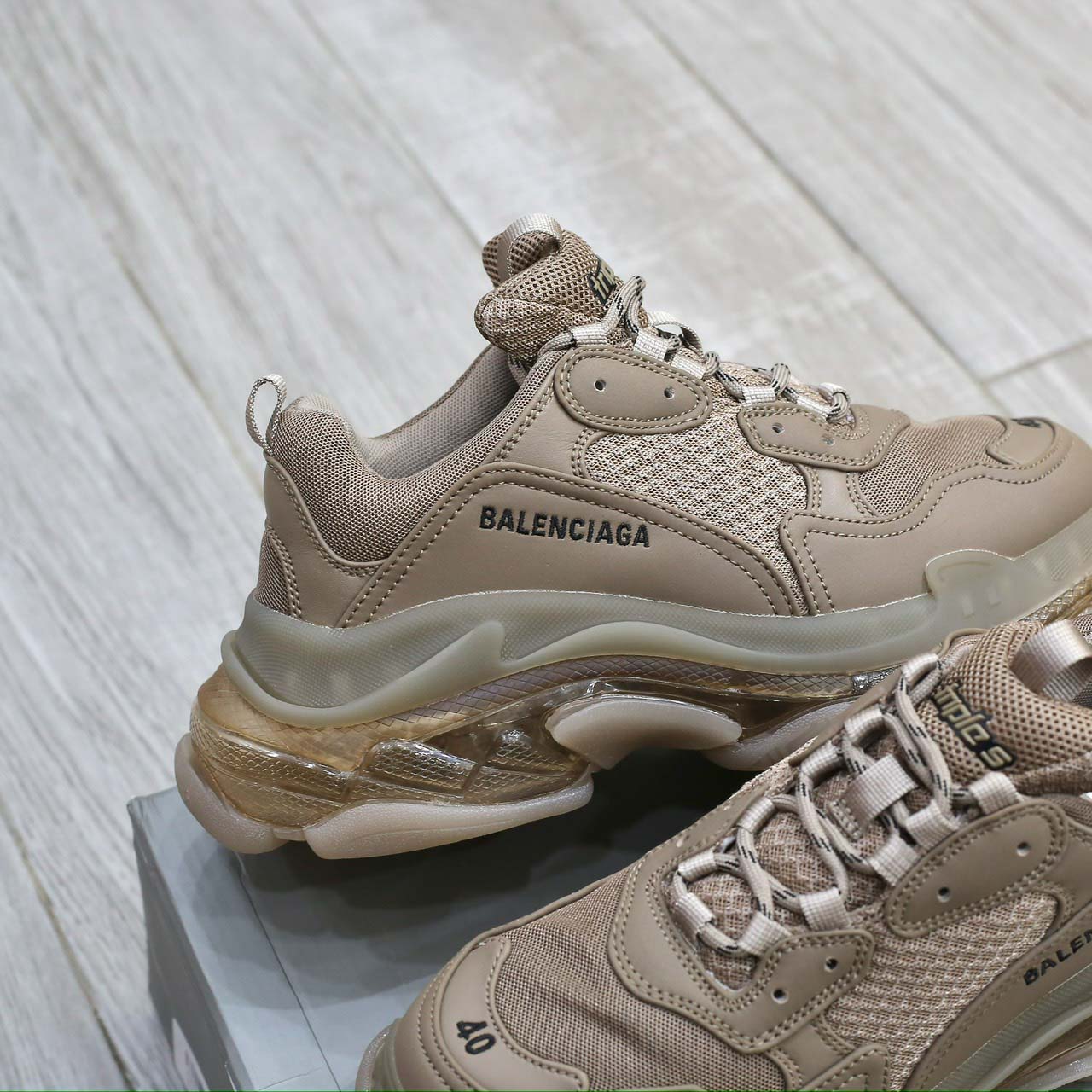 Giày Balenciaga  Triple S Clear Sole Sneaker in Brown Like Auth