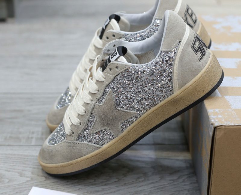 Giày Golden Goose Glitter Ball Star Sneakers Silver Best Quality