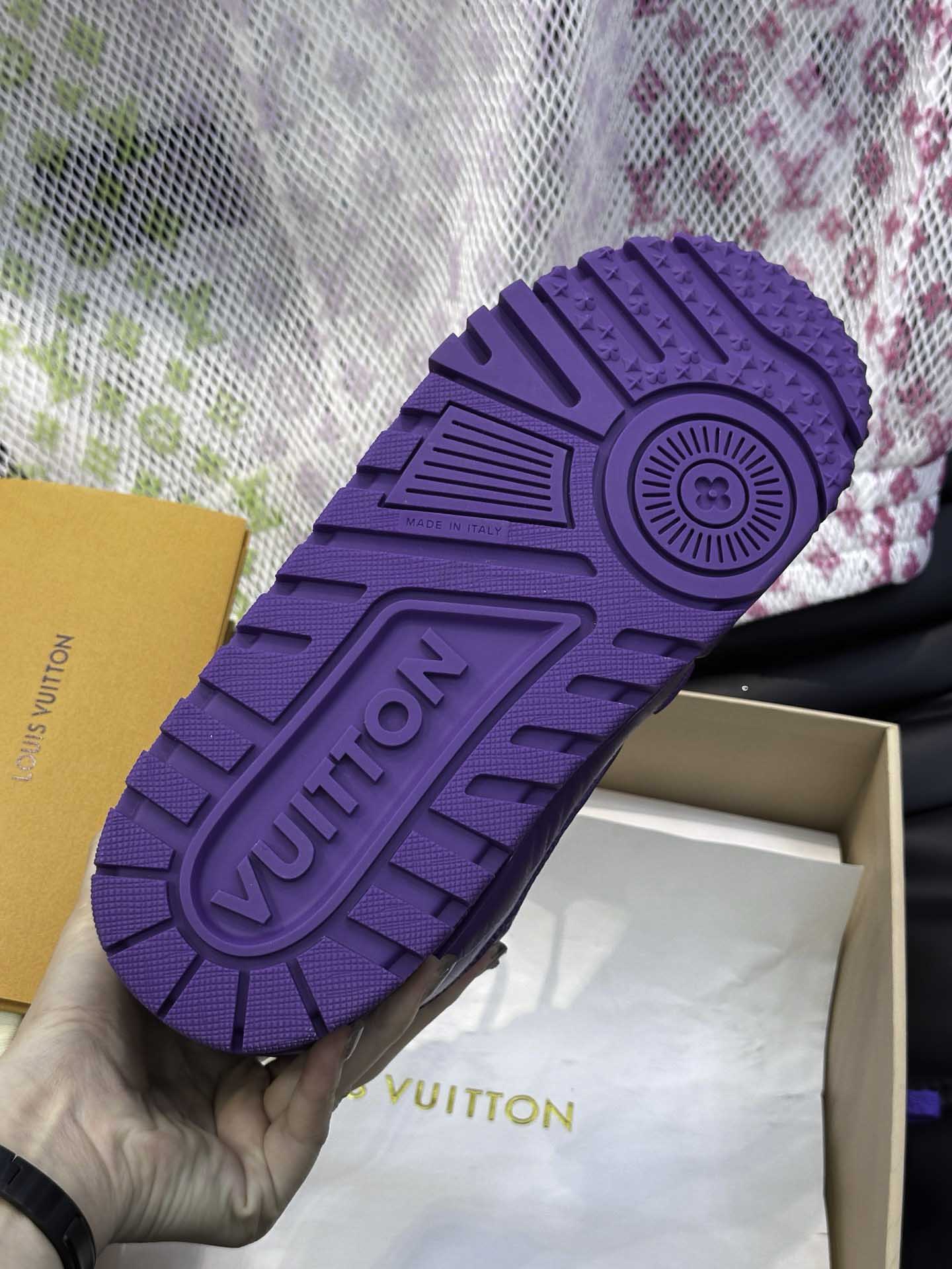 Giày Louis Vuitton LV Trainer Alligator Crocodile Purple Best Quality