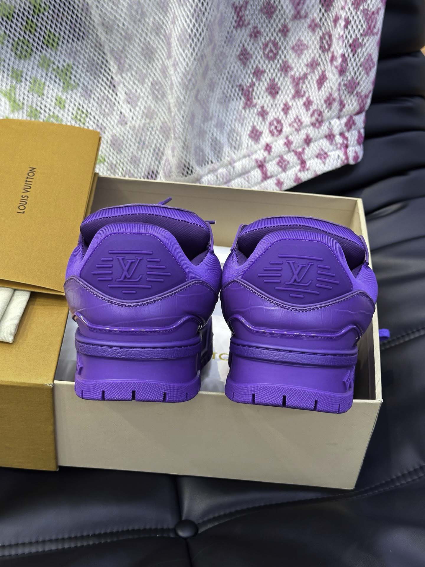 Giày Louis Vuitton LV Trainer Alligator Crocodile Purple Best Quality