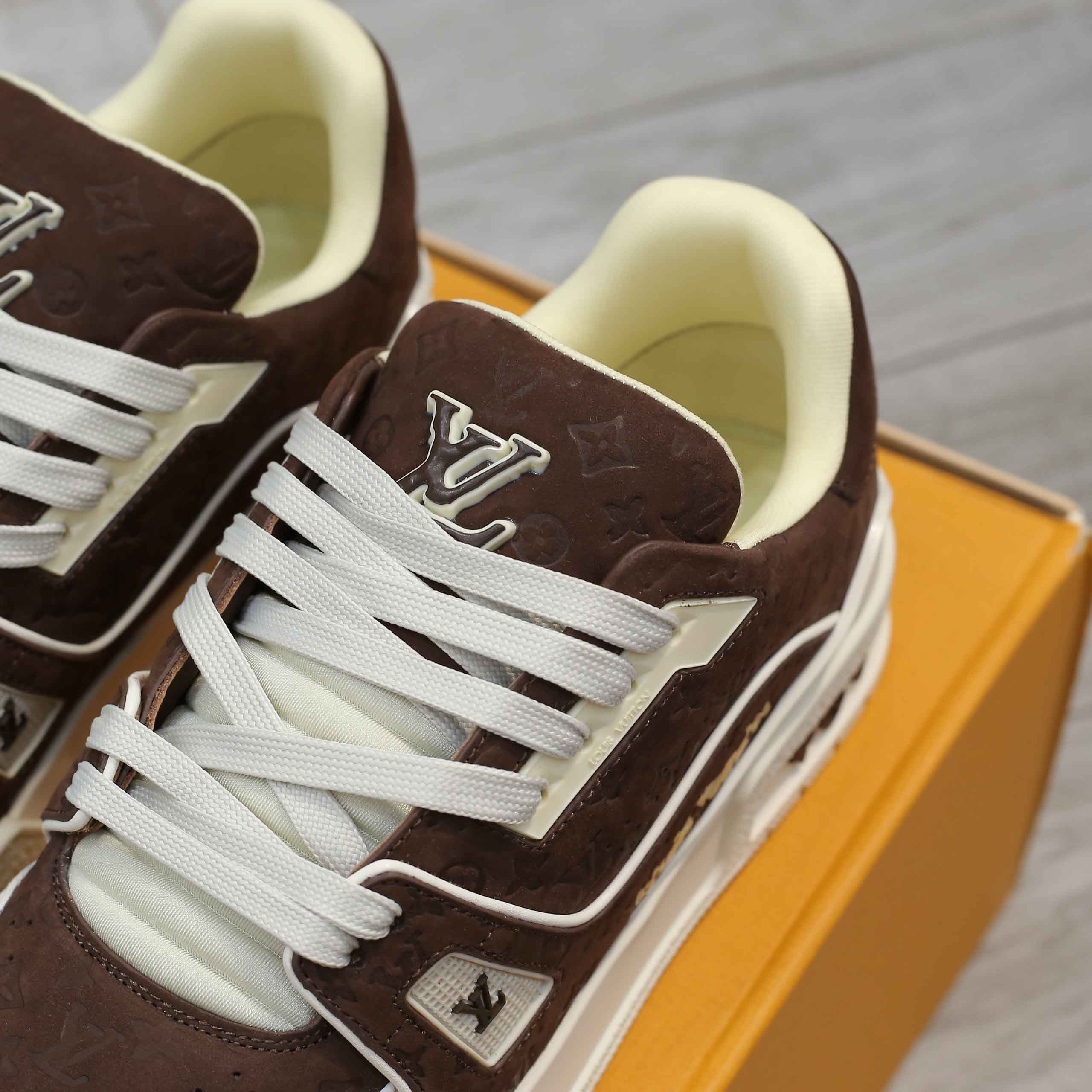 Giày Louis Vuitton LV Trainer Maxi Calf Leather Yellow Best Quality