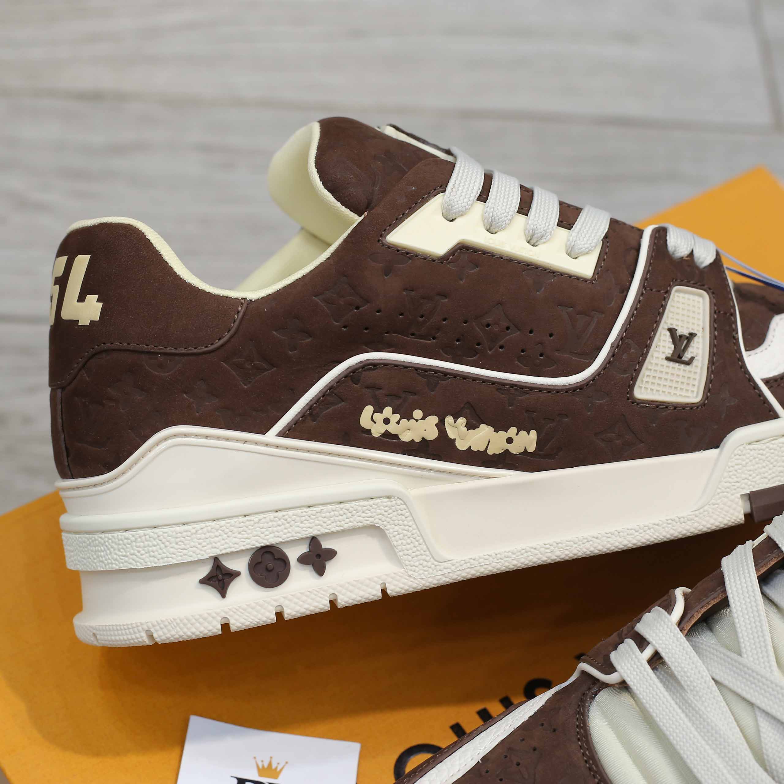 Giày Louis Vuitton LV Trainer Maxi Calf Leather Yellow Best Quality