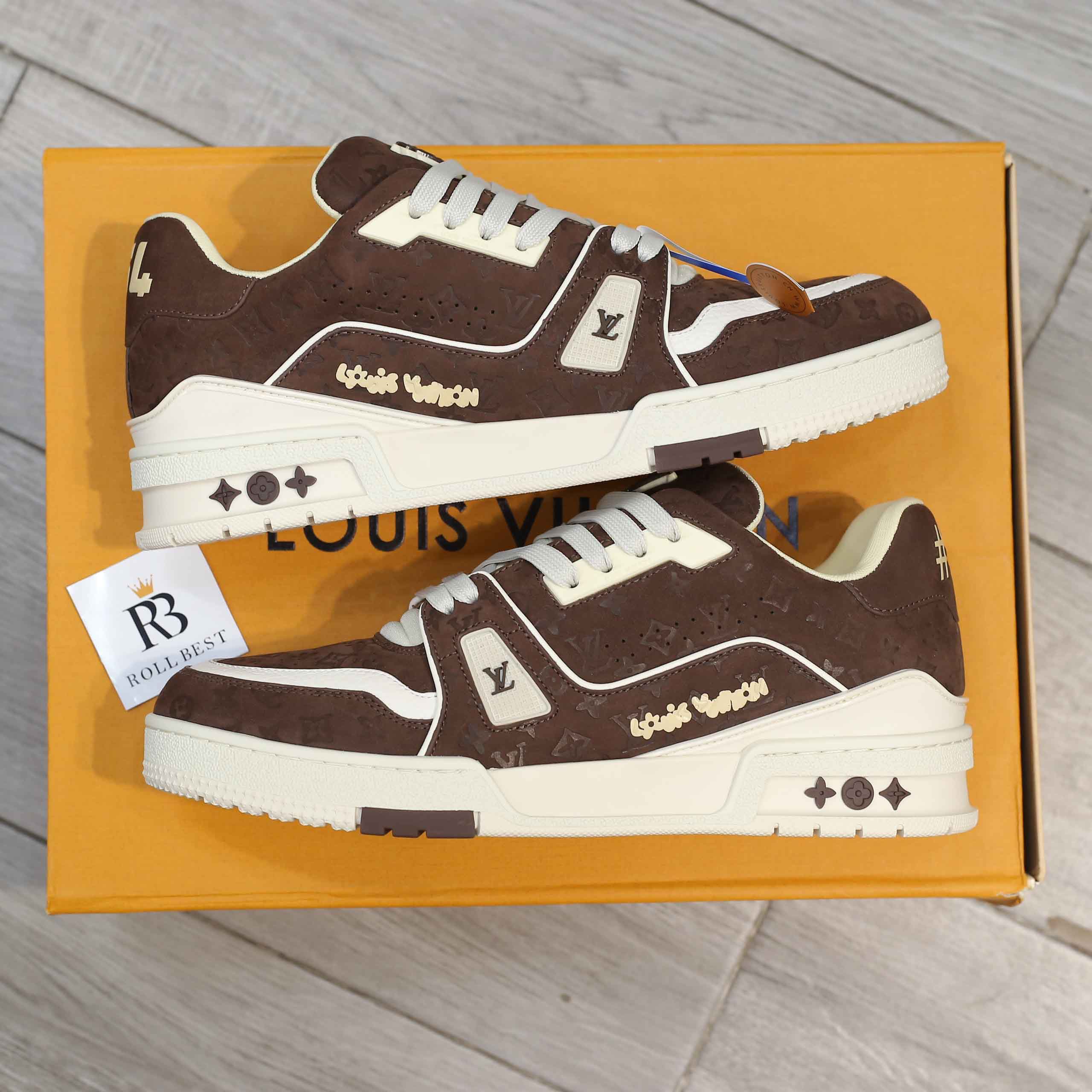 Giày Louis Vuitton LV Trainer Maxi Calf Leather Yellow Best Quality