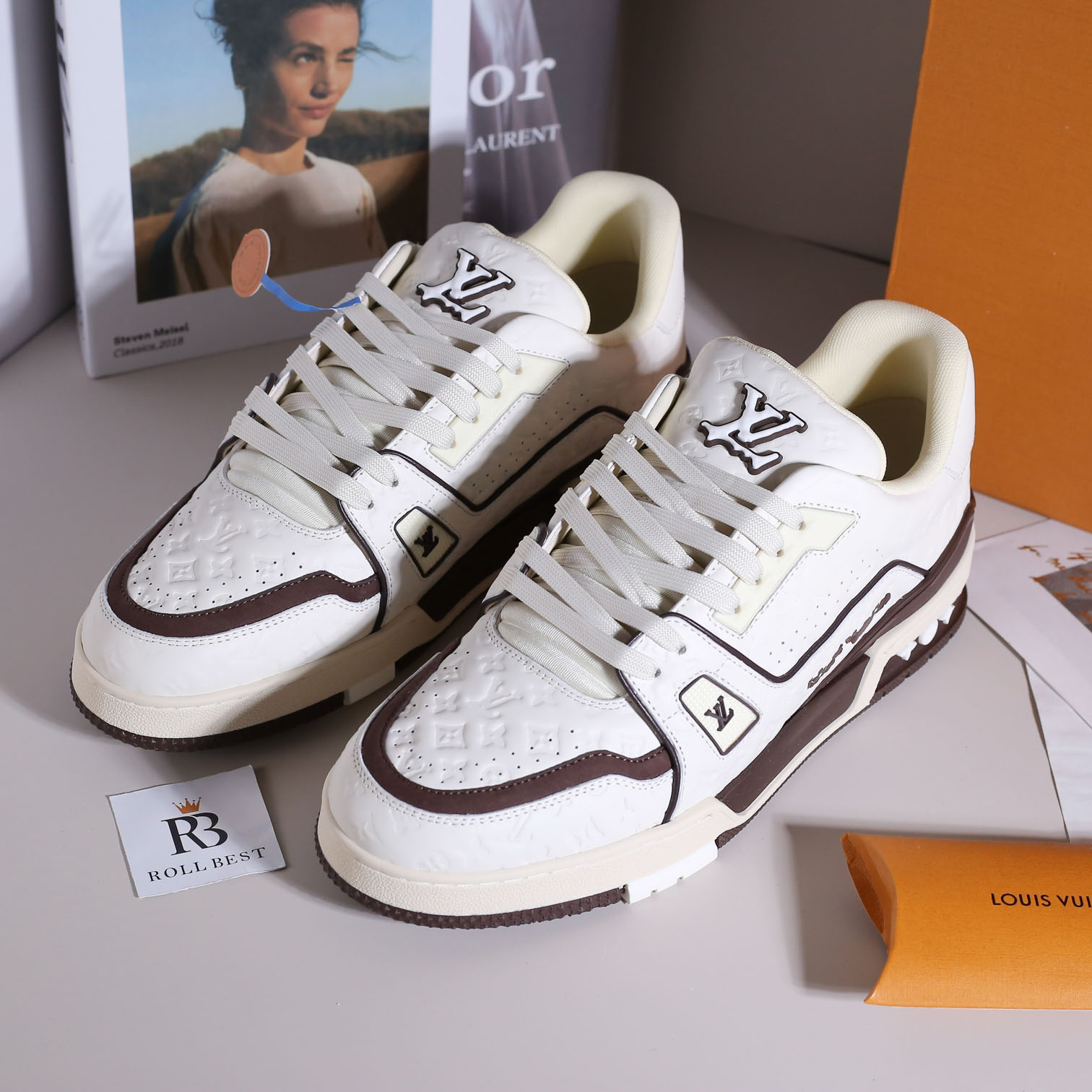 Giày Louis Vuitton LV Trainer Maxi Monogram Denim Black Best Quality