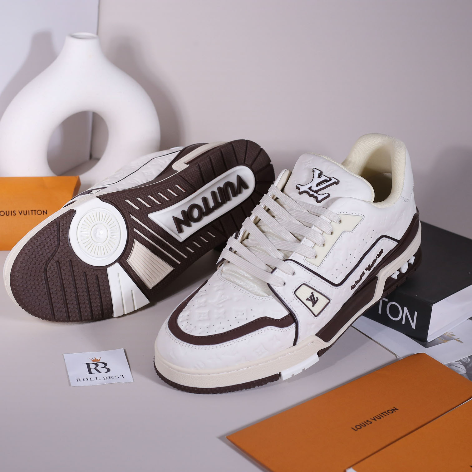 Giày Louis Vuitton LV Trainer Maxi Monogram Denim Black Best Quality