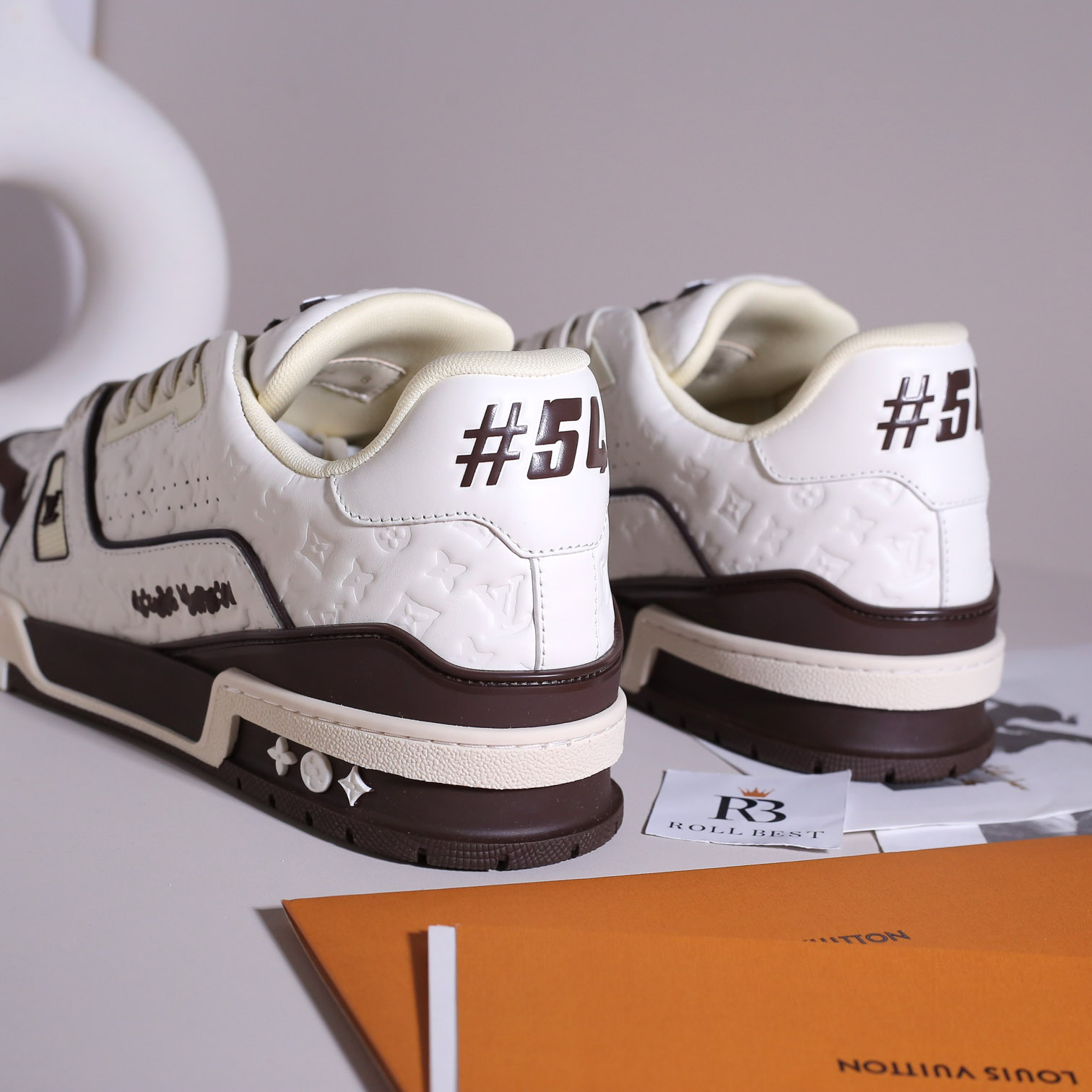 Giày Louis Vuitton LV Trainer #54 Monogram Embossed White Best Quality