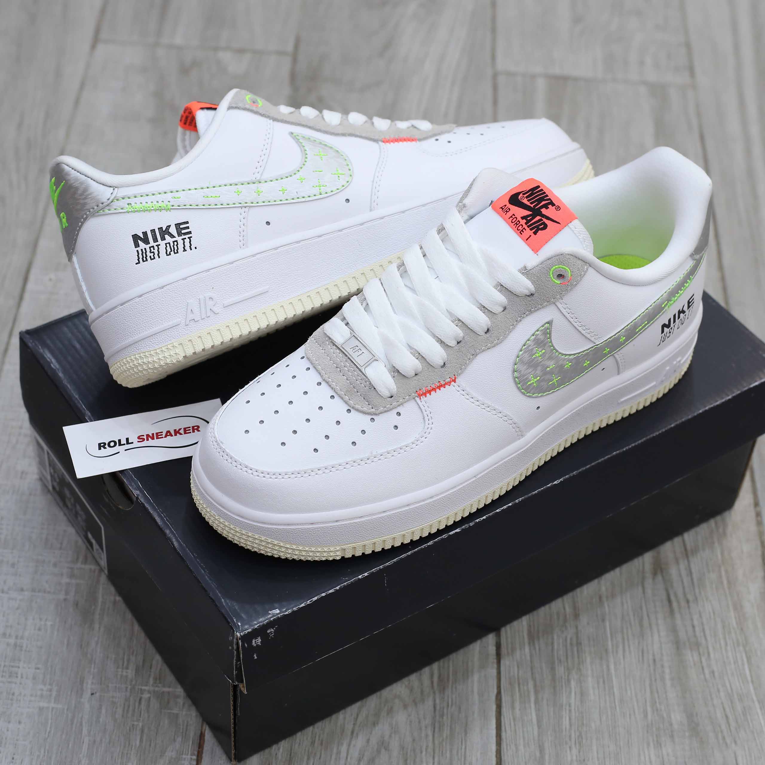 Giày Nike Air Force 1 Low Just Do It White Stitch Like Auth
