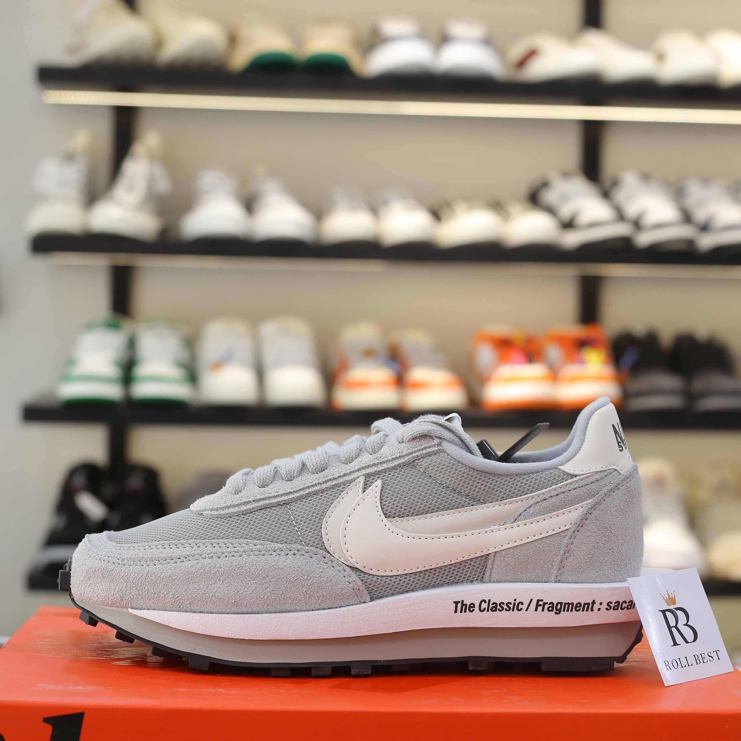 Giày Nike Fragment Design x Sacai x LDV Waffle ‘Light Smoke Grey’ Best Quality