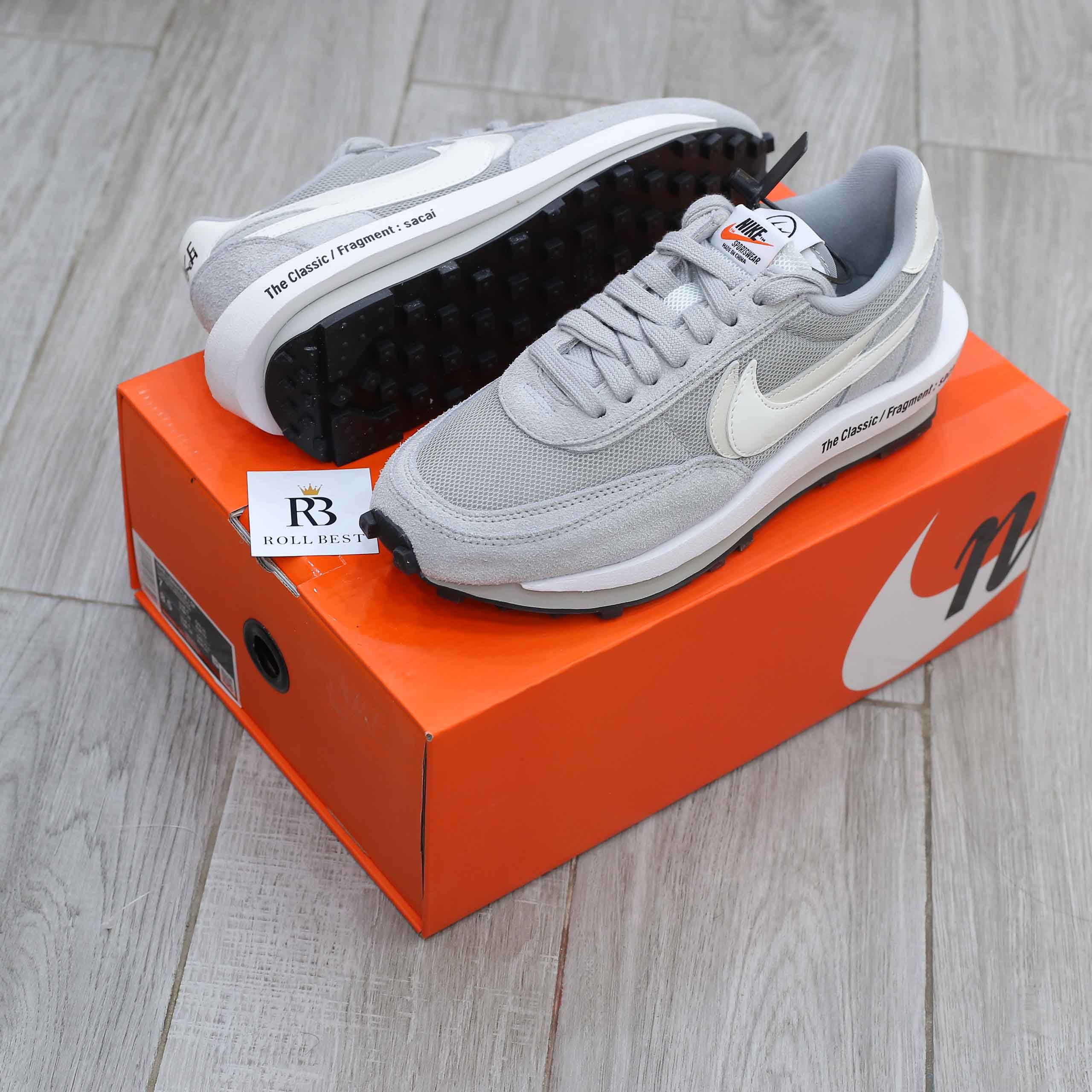 Giày Nike Fragment Design x Sacai x LDV Waffle ‘Light Smoke Grey’ Best Quality