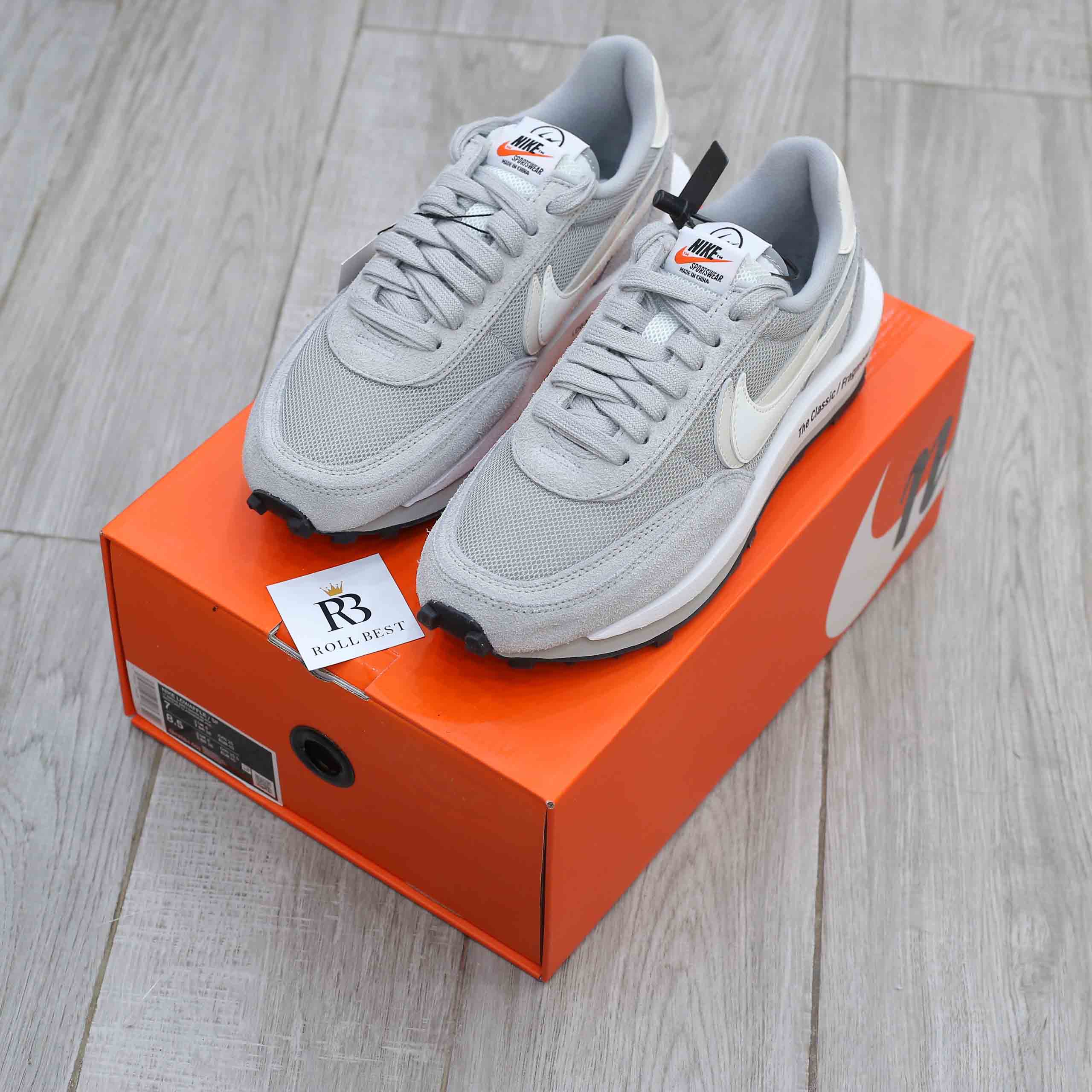Giày Nike Fragment Design x Sacai x LDV Waffle ‘Light Smoke Grey’ Best Quality